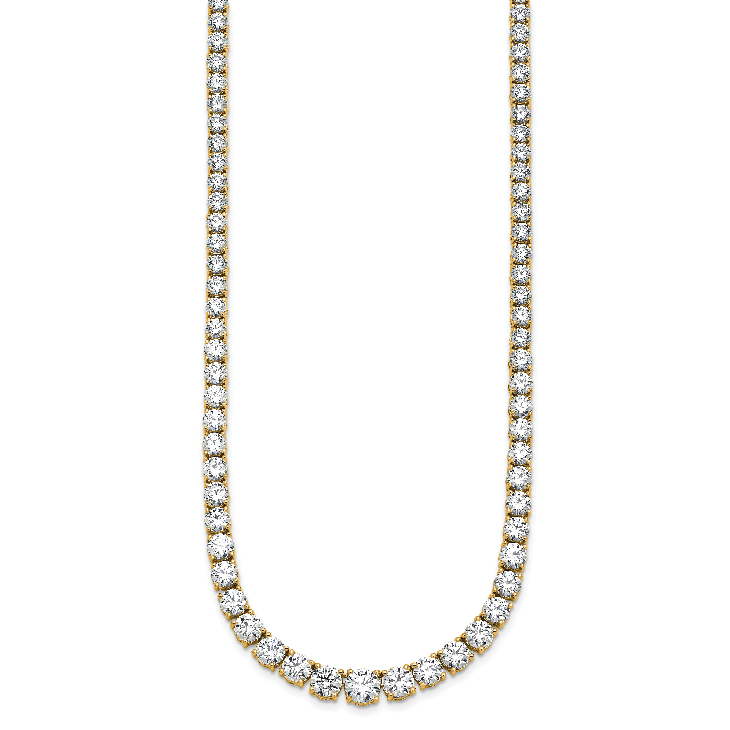 14k 28 1/2 carat Lab Grown Diamond VS/SI+ G+ Complete Round 18 inch Graduated Tennis Necklace