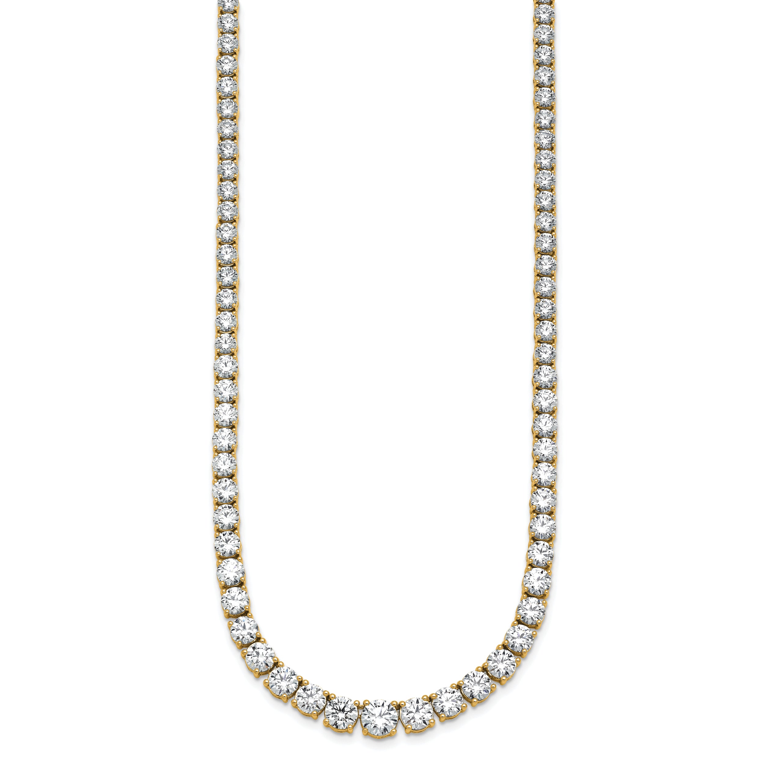 14k 28 1/2 carat Lab Grown Diamond VS+ F+ Complete Round 18 inch Graduated Tennis Necklace