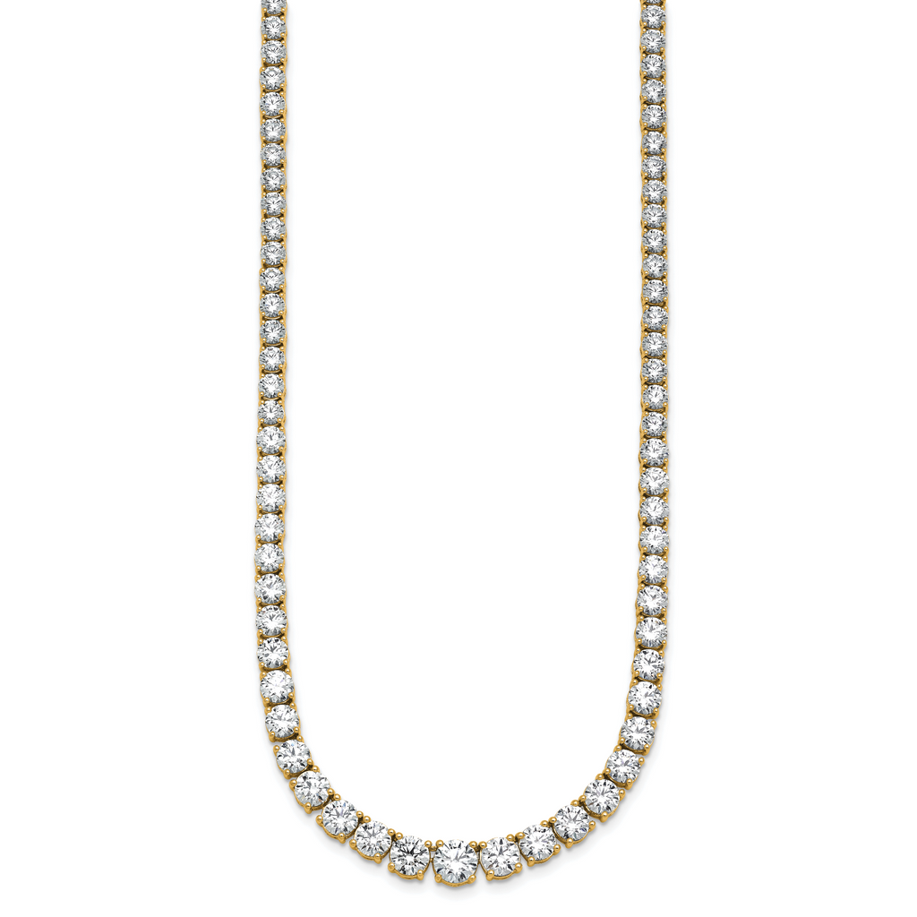 14k 28 1/2 carat Lab Grown Diamond VS+ F+ Complete Round 18 inch Graduated Tennis Necklace
