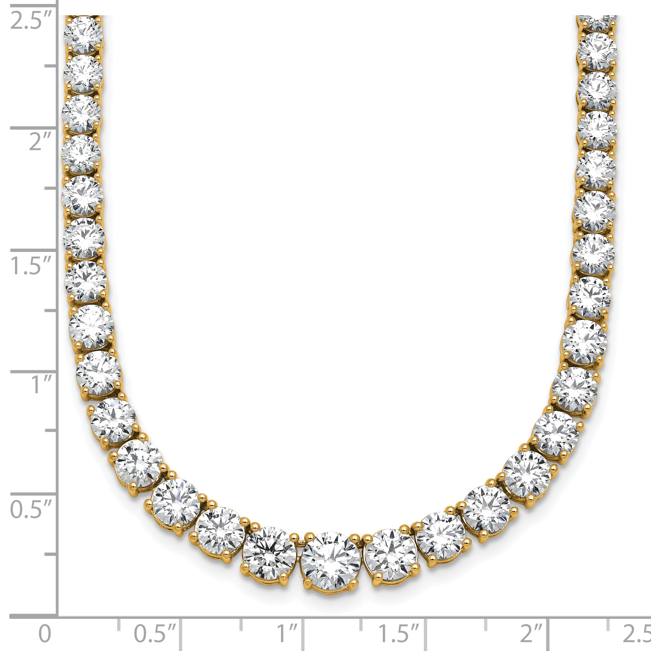 14k 28 1/2 carat Lab Grown Diamond VS/SI+ G+ Complete Round 18 inch Graduated Tennis Necklace