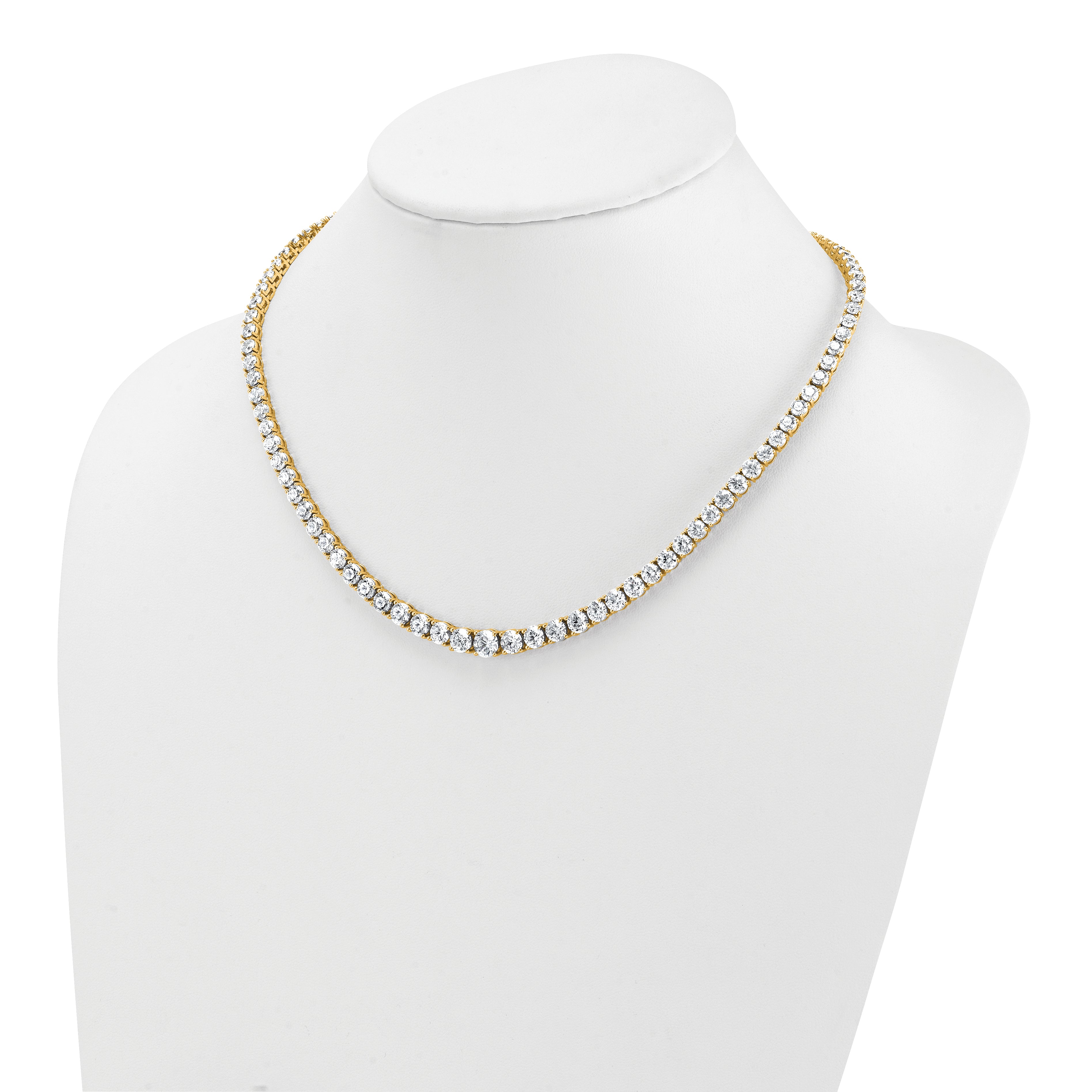 14k 28 1/2 carat Lab Grown Diamond VS+ F+ Complete Round 18 inch Graduated Tennis Necklace