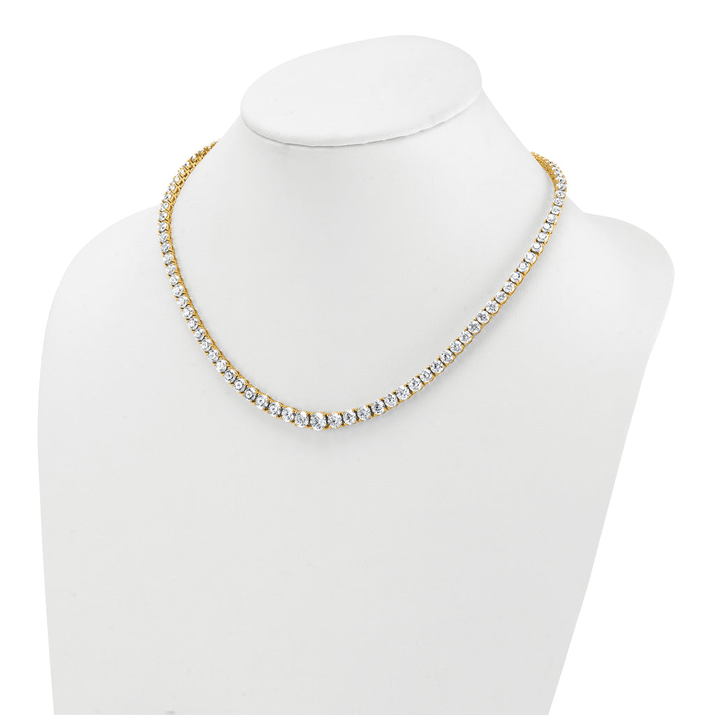 14k 28 1/2 carat Lab Grown Diamond VS+ F+ Complete Round 18 inch Graduated Tennis Necklace