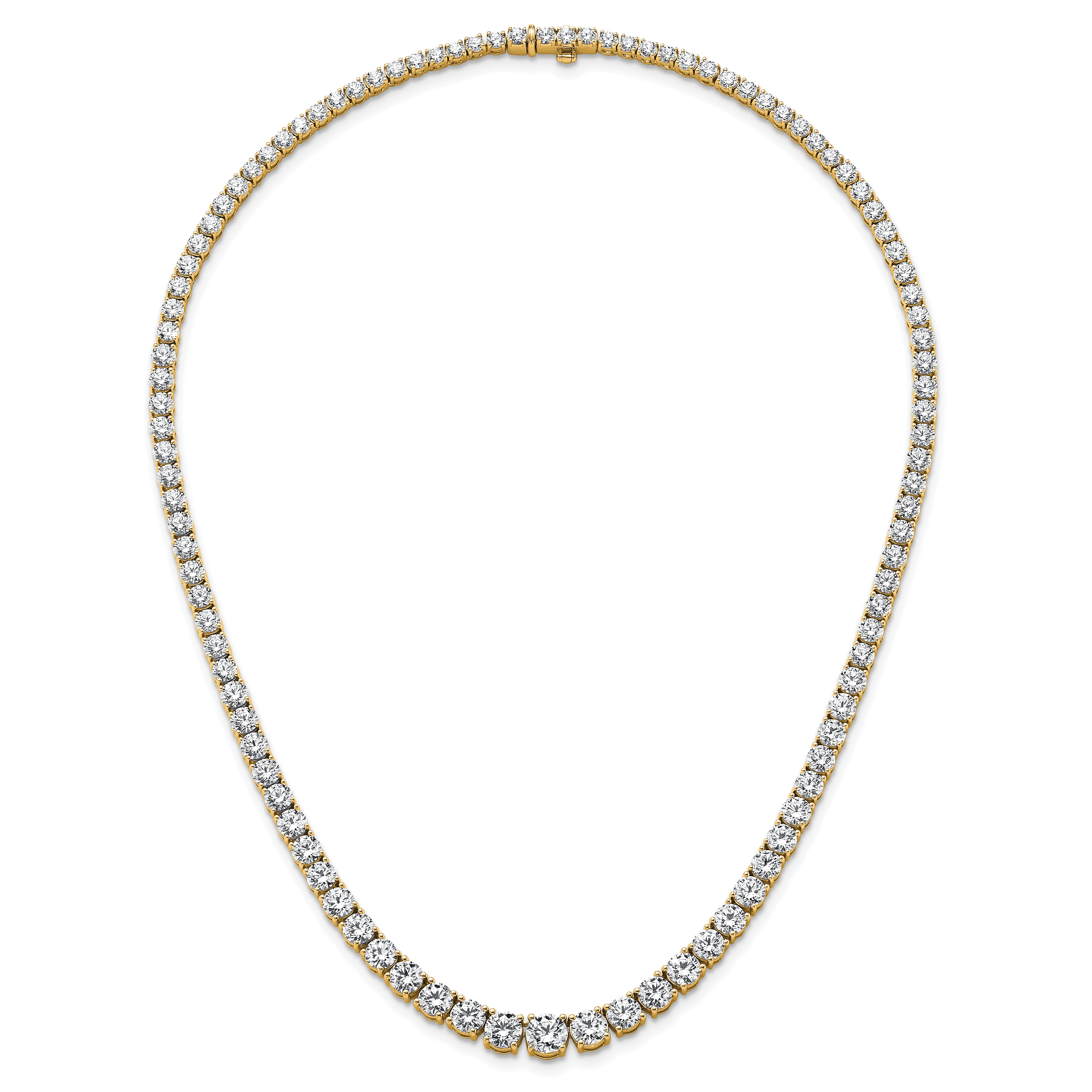 14k 28 1/2 carat Lab Grown Diamond VS+ F+ Complete Round 18 inch Graduated Tennis Necklace