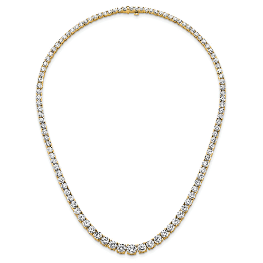 14k 28 1/2 carat Lab Grown Diamond VS+ F+ Complete Round 18 inch Graduated Tennis Necklace