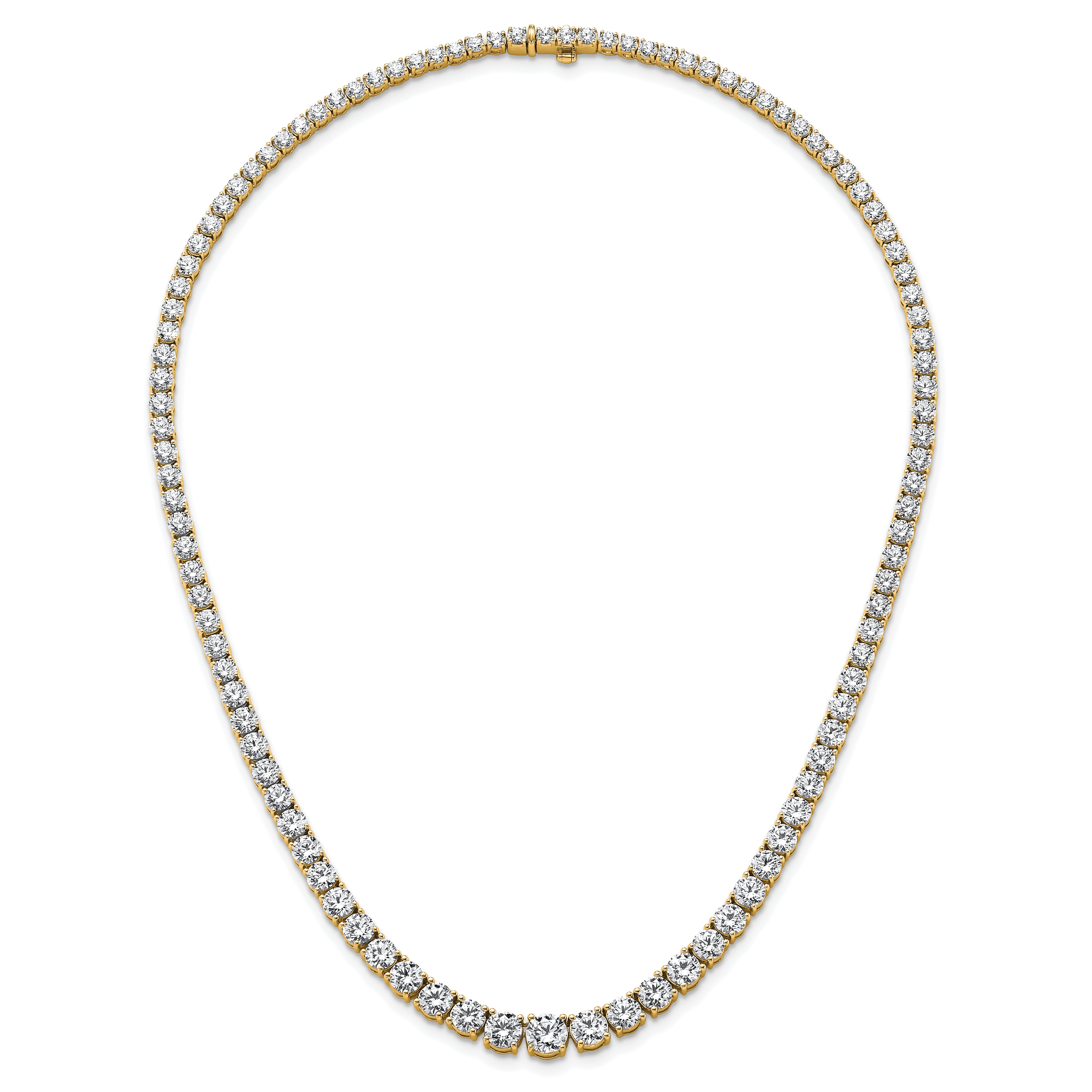 14k 28 1/2 carat Lab Grown Diamond VS+ F+ Complete Round 18 inch Graduated Tennis Necklace