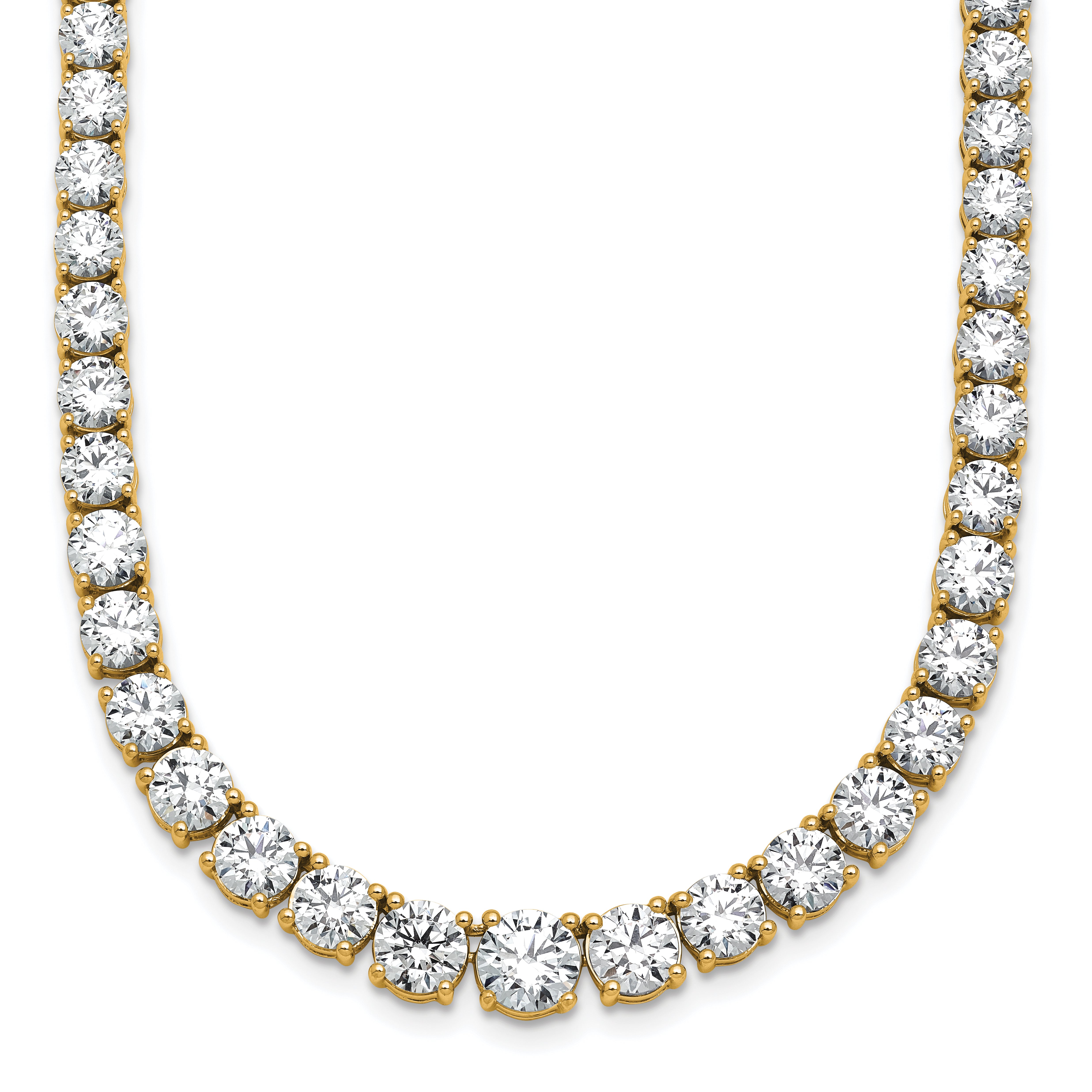 14k 28 1/2 carat Lab Grown Diamond VS+ F+ Complete Round 18 inch Graduated Tennis Necklace