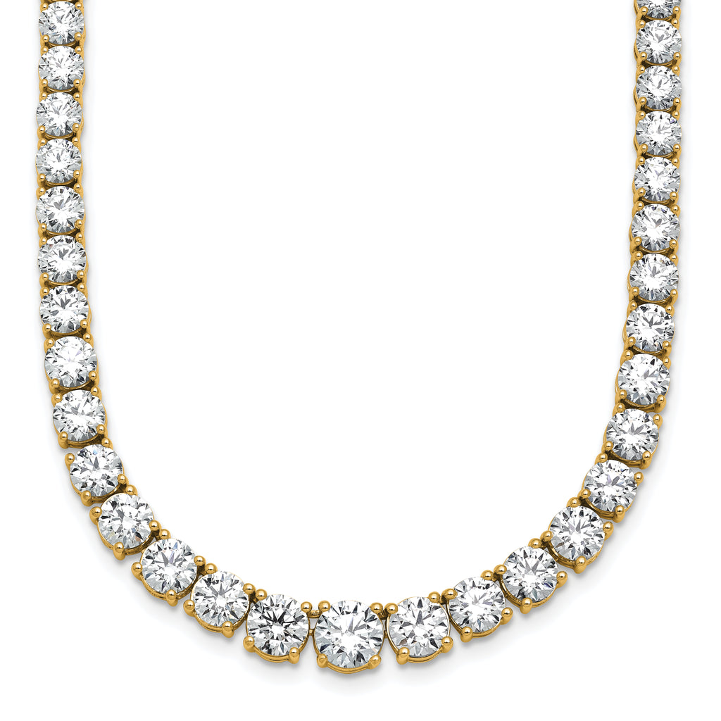 14k 28 1/2 carat Lab Grown Diamond VS+ F+ Complete Round 18 inch Graduated Tennis Necklace