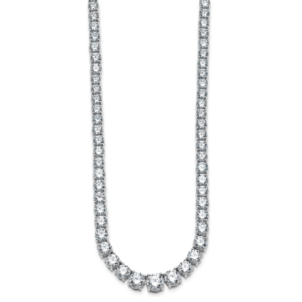 14k White Gold 40 3/8 carat Lab Grown Diamond VS+ F+ Complete Round 20 inch Graduated Tennis Necklace