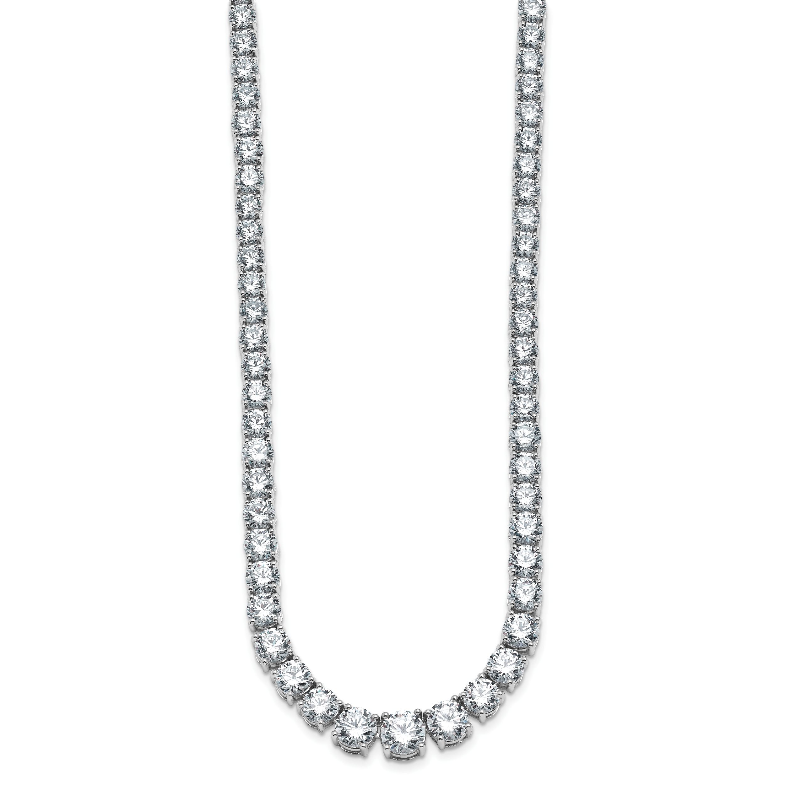 14k White Gold 40 3/8 carat Lab Grown Diamond VS/SI+ G+ Complete Round 20 inch Graduated Tennis Necklace