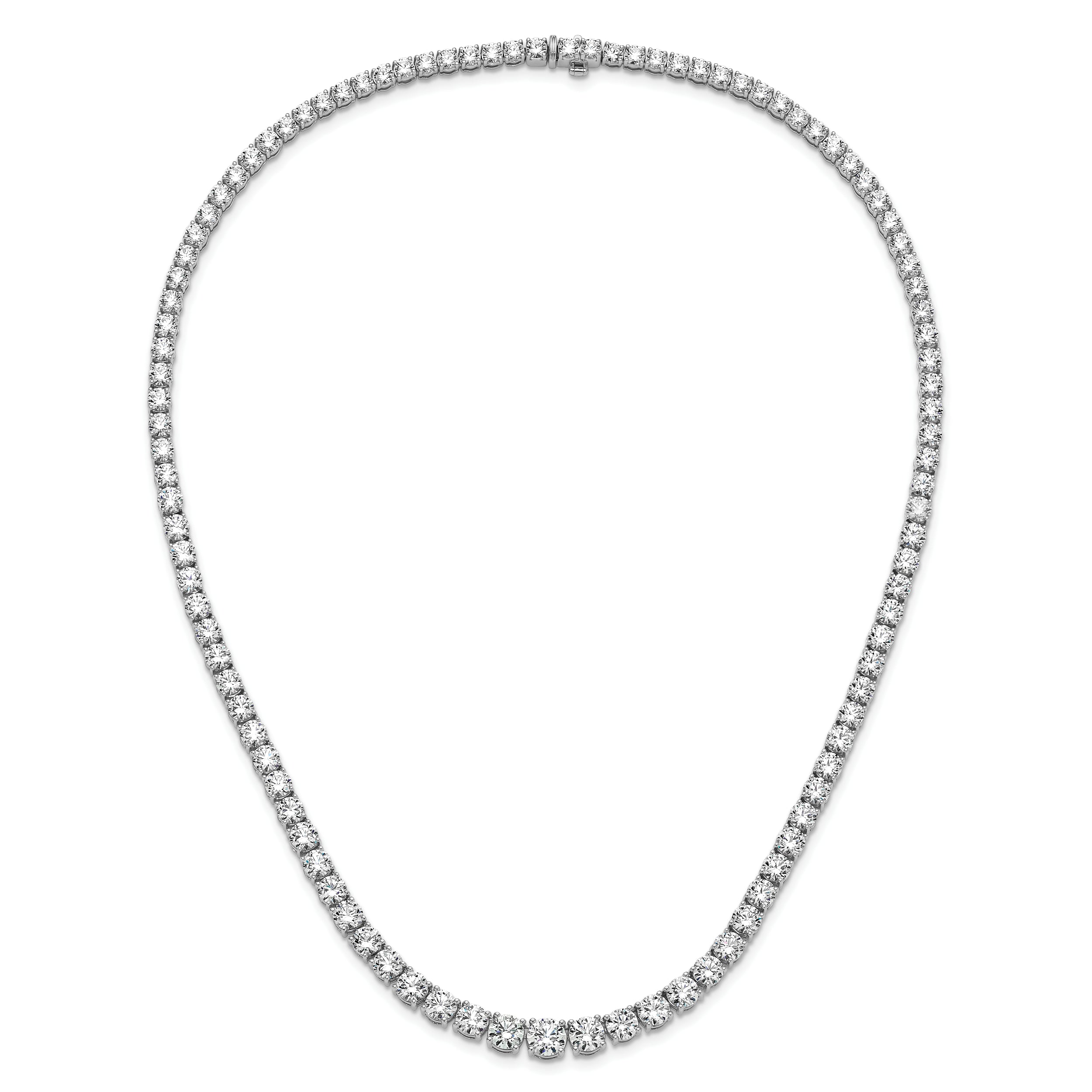 14k White Gold 40 3/8 carat Lab Grown Diamond VS/SI+ G+ Complete Round 20 inch Graduated Tennis Necklace