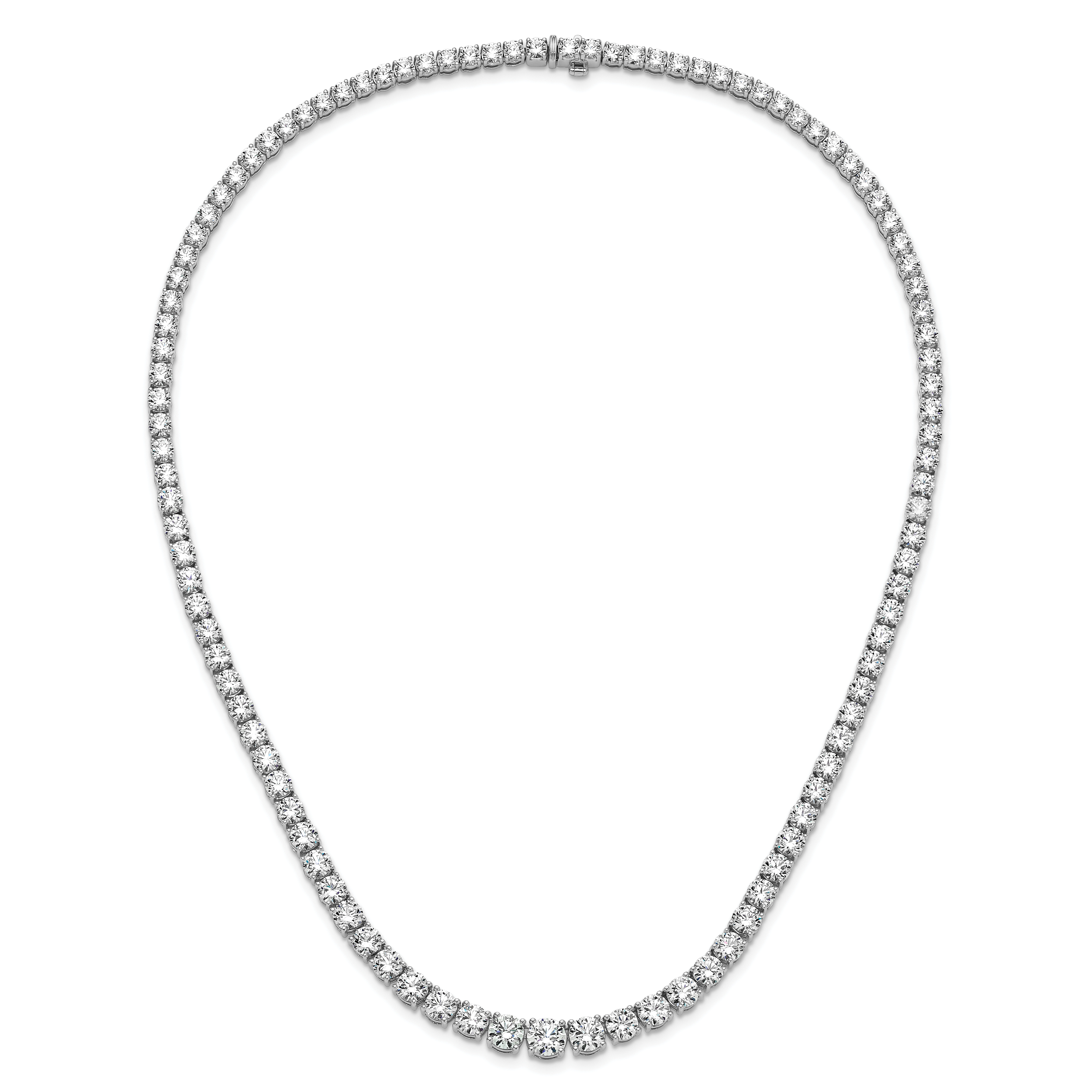 14k White Gold 40 3/8 carat Lab Grown Diamond VS/SI+ G+ Complete Round 20 inch Graduated Tennis Necklace