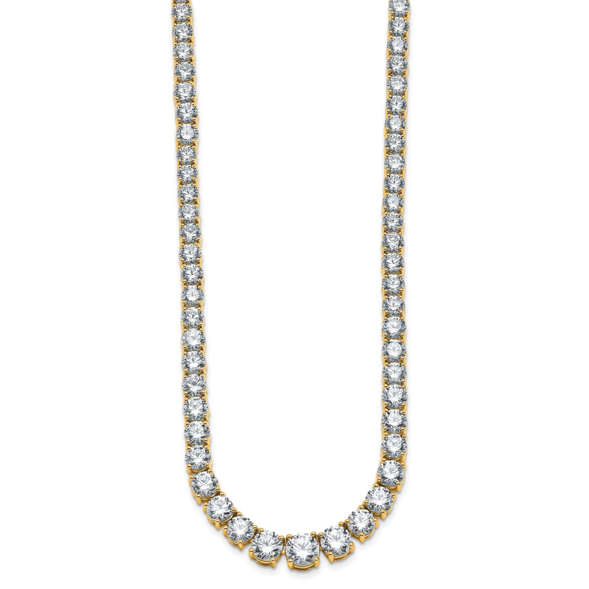 14k 40 3/8 carat Lab Grown Diamond VS+ F+ Complete Round 20 inch Graduated Tennis Necklace