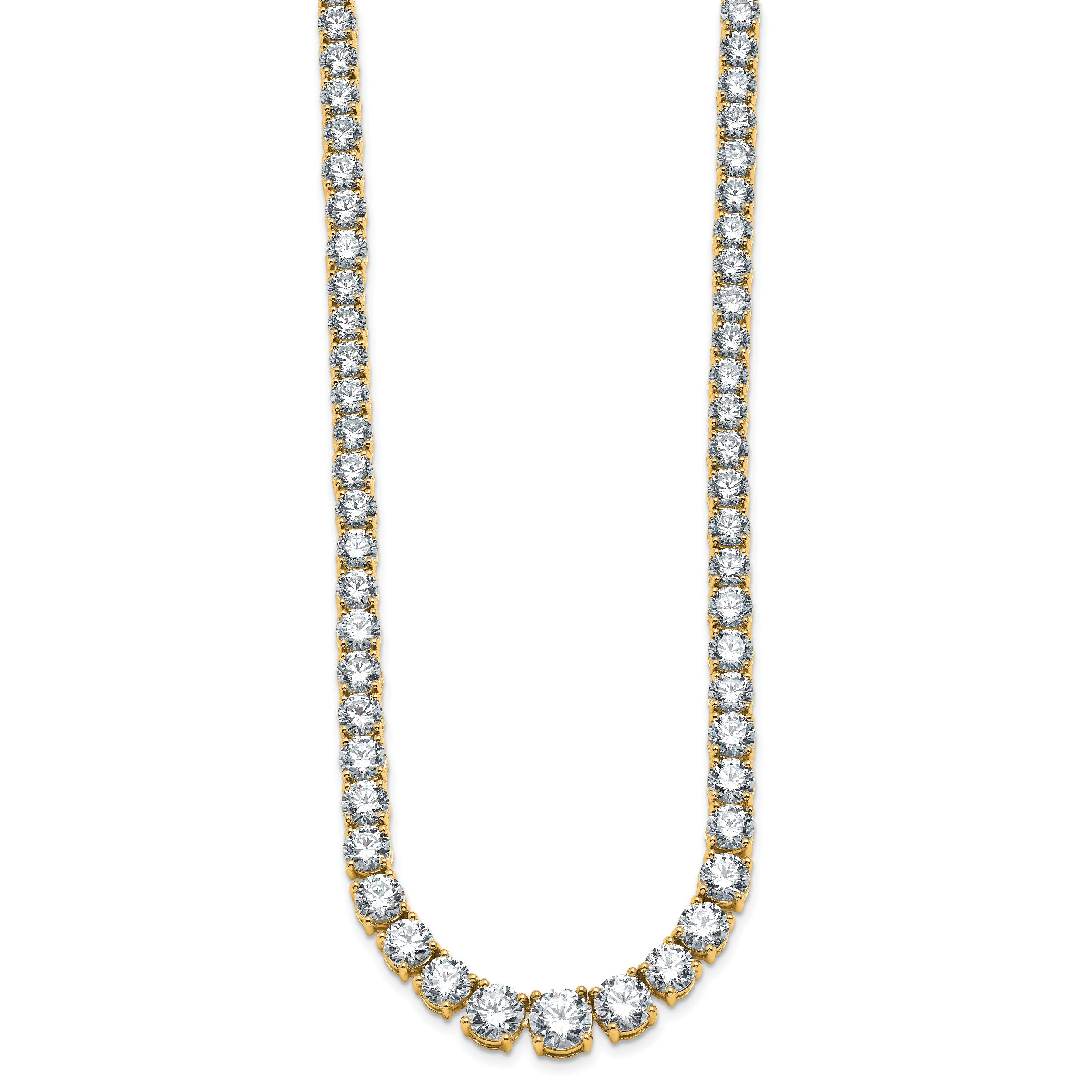 14k 40 3/8 carat Lab Grown Diamond VS+ F+ Complete Round 20 inch Graduated Tennis Necklace