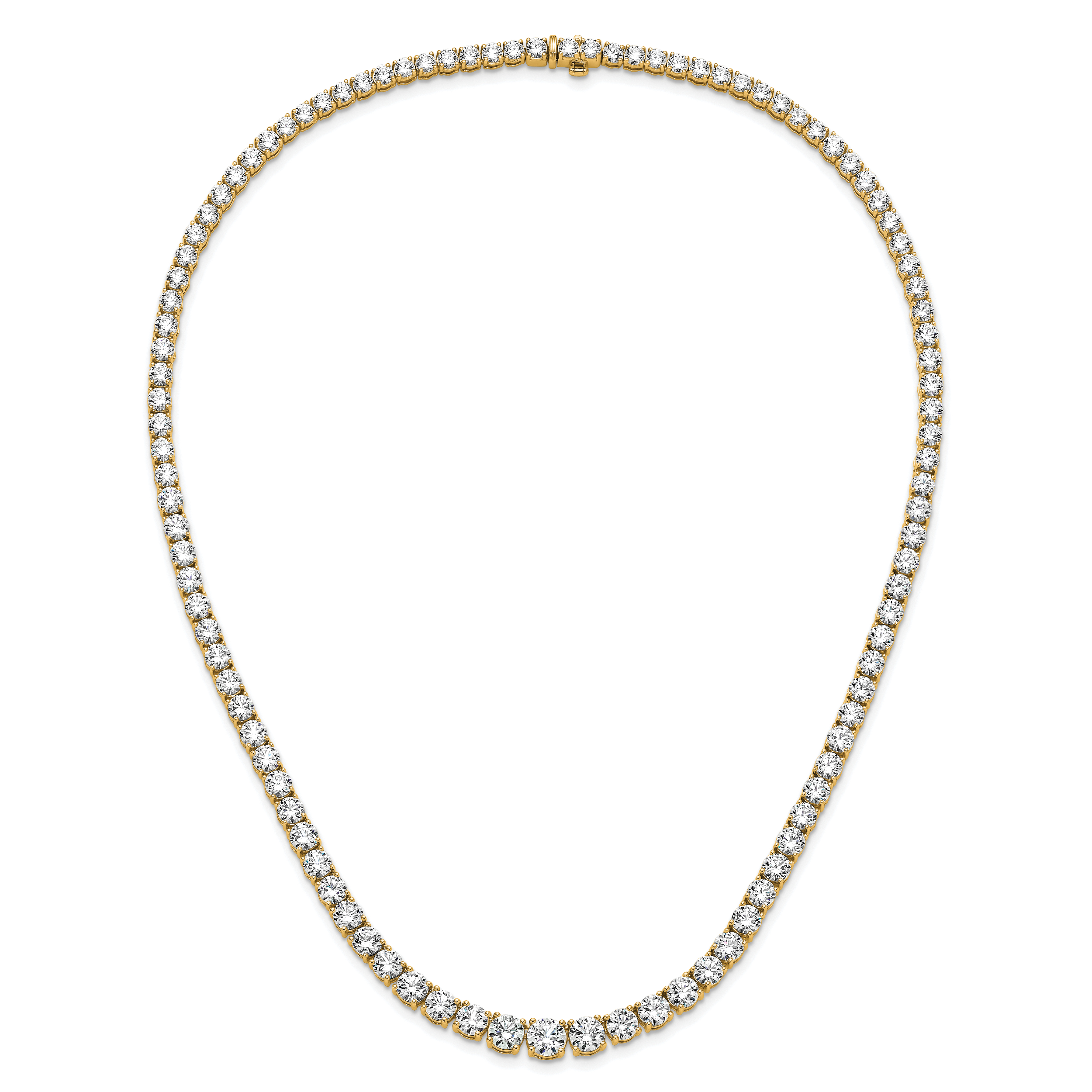 14k 40 3/8 carat Lab Grown Diamond VS+ F+ Complete Round 20 inch Graduated Tennis Necklace