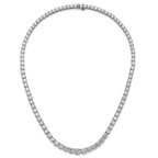 14k White Gold 50 7/8 carat Lab Grown Diamond VS/SI+ G+ Complete Round 20 inch Graduated Tennis Necklace