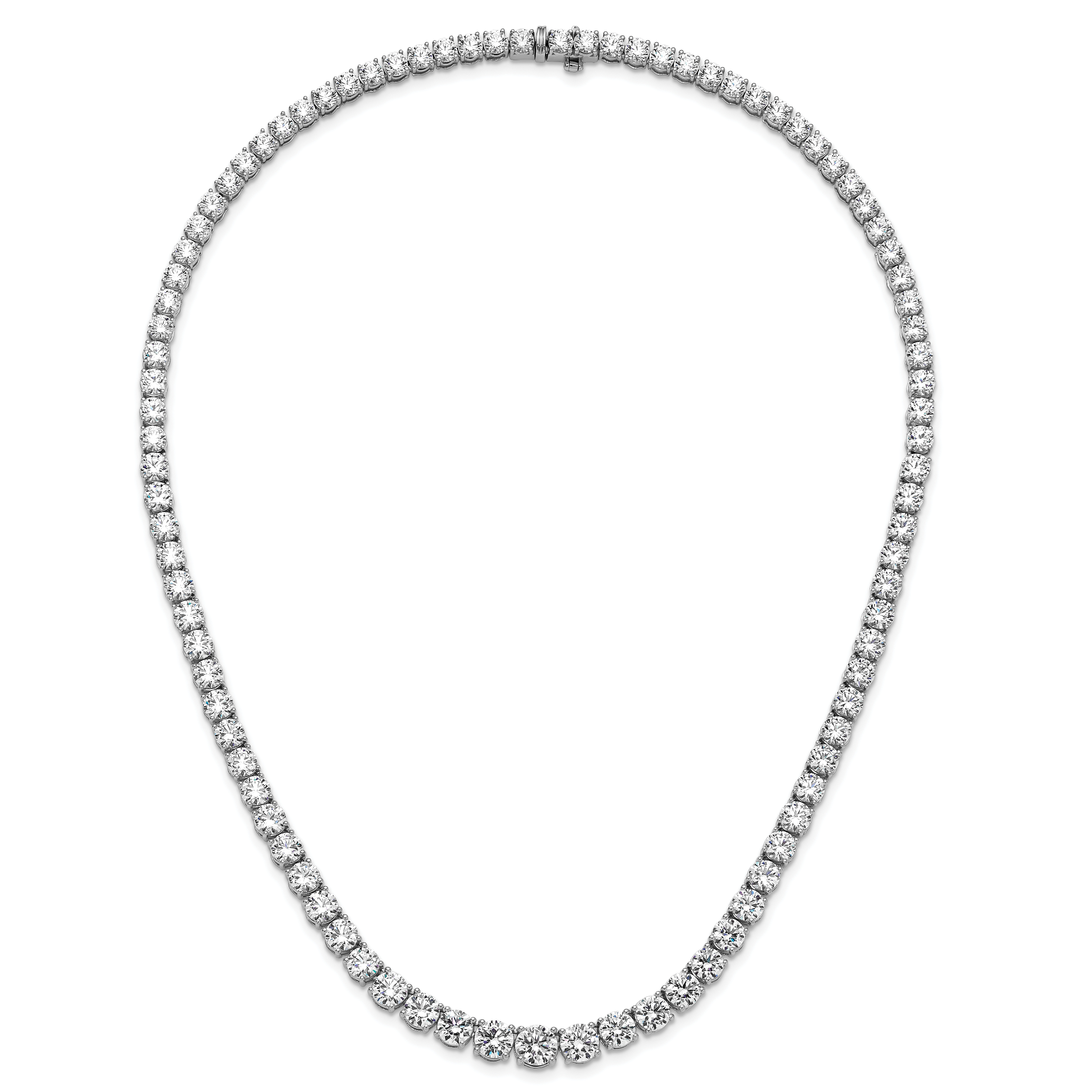 14k White Gold 50 7/8 carat Lab Grown Diamond VS/SI+ G+ Complete Round 20 inch Graduated Tennis Necklace