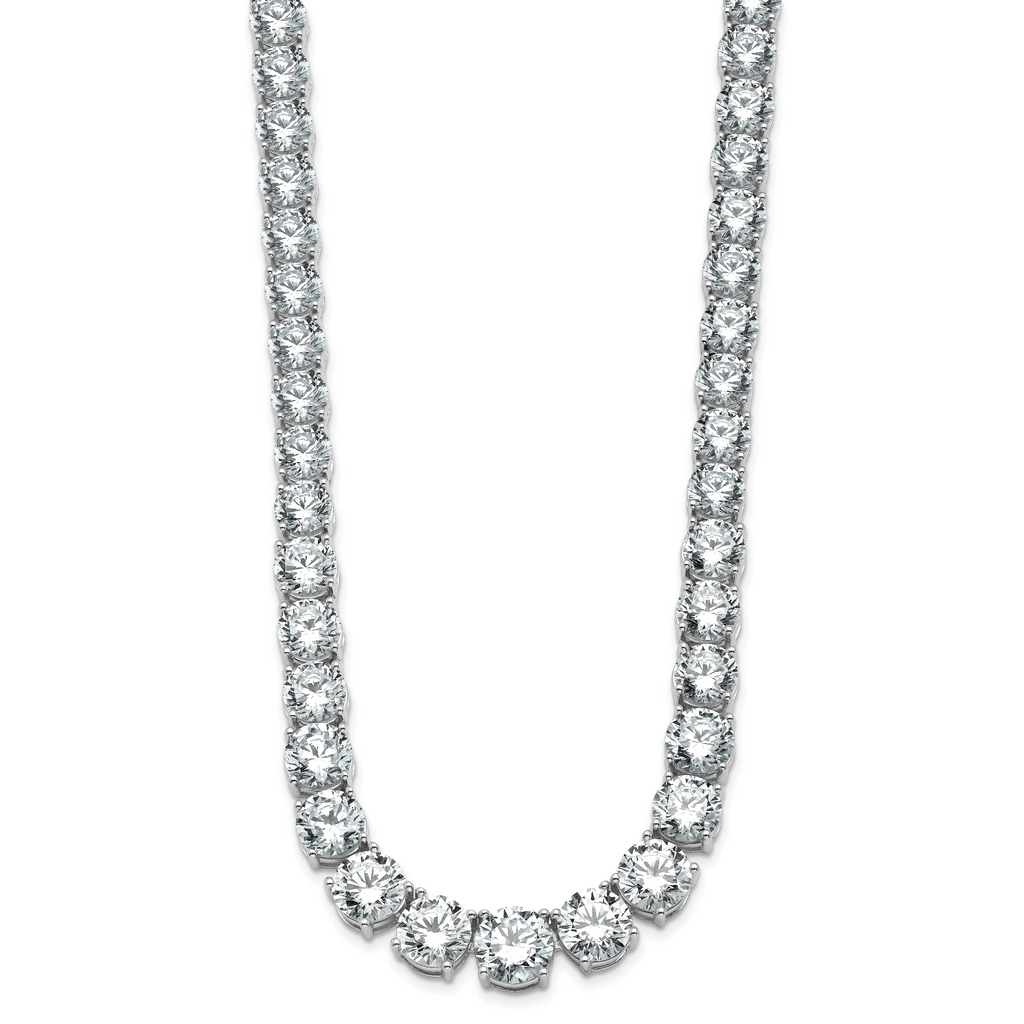 14k White Gold 72 3/8 carat Lab Grown Diamond VS+ F+ Complete Round 20 inch Graduated Tennis Necklace