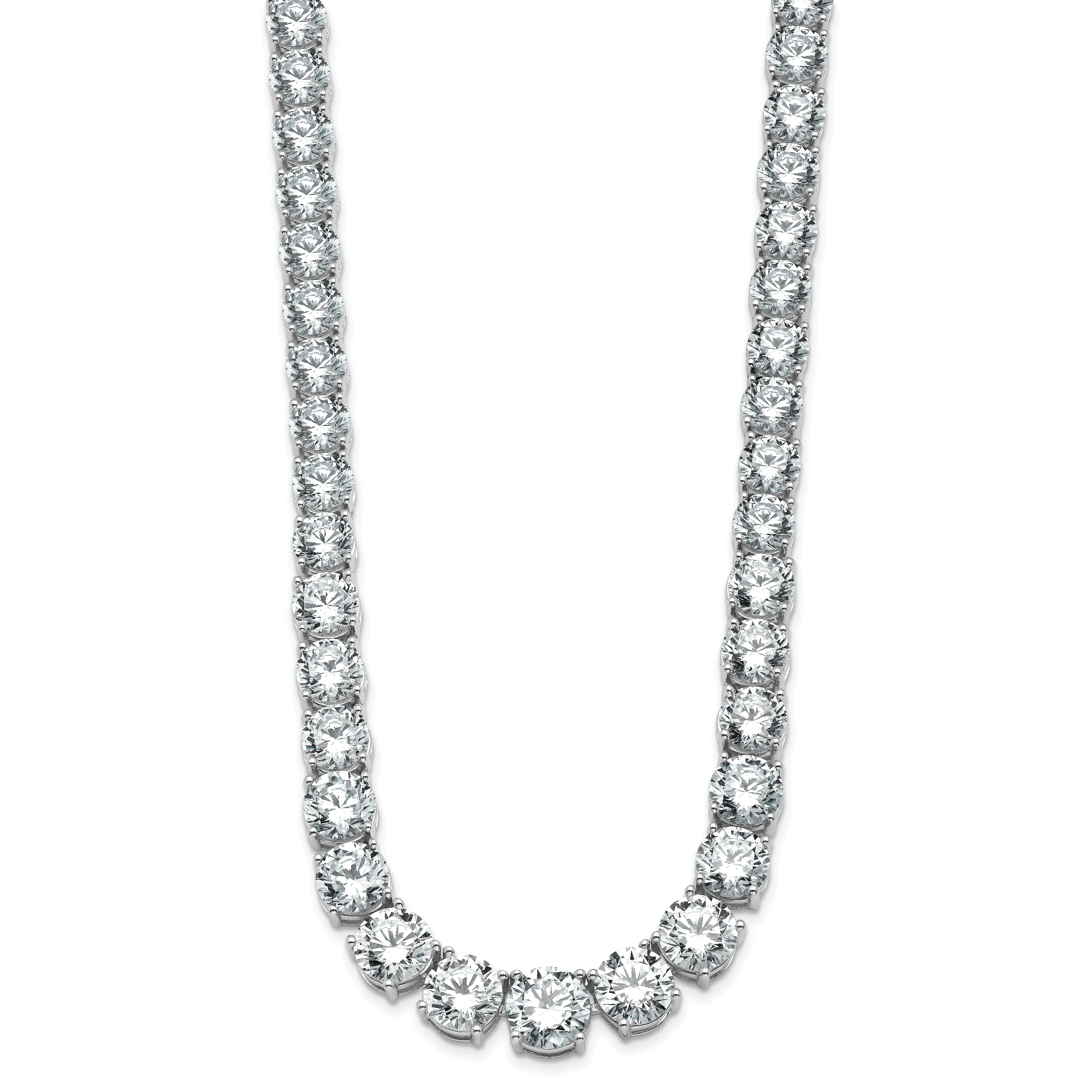 14k White Gold 72 3/8 carat Lab Grown Diamond VS+ F+ Complete Round 20 inch Graduated Tennis Necklace