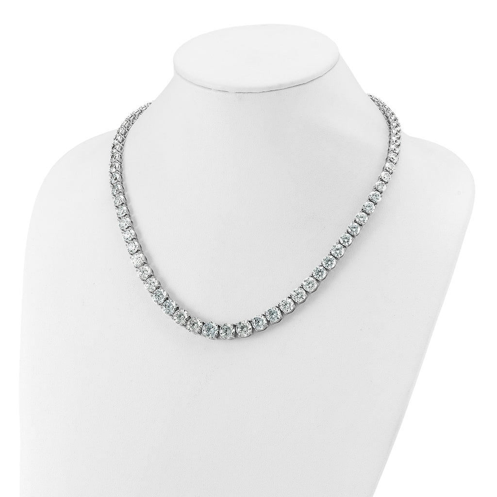 14k White Gold 72 3/8 carat Lab Grown Diamond VS/SI+ G+ Complete Round 20 inch Graduated Tennis Necklace