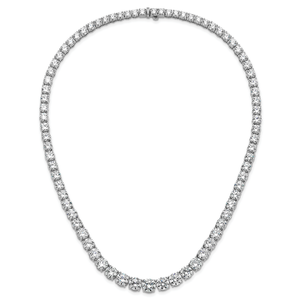 14k White Gold 72 3/8 carat Lab Grown Diamond VS+ F+ Complete Round 20 inch Graduated Tennis Necklace