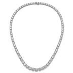 14k White Gold 72 3/8 carat Lab Grown Diamond VS/SI+ G+ Complete Round 20 inch Graduated Tennis Necklace