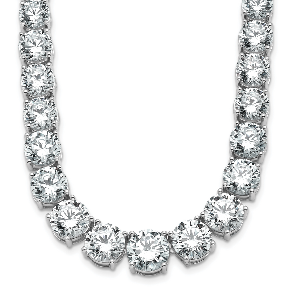 14k White Gold 72 3/8 carat Lab Grown Diamond VS/SI+ G+ Complete Round 20 inch Graduated Tennis Necklace