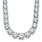 14k White Gold 72 3/8 carat Lab Grown Diamond VS/SI+ G+ Complete Round 20 inch Graduated Tennis Necklace