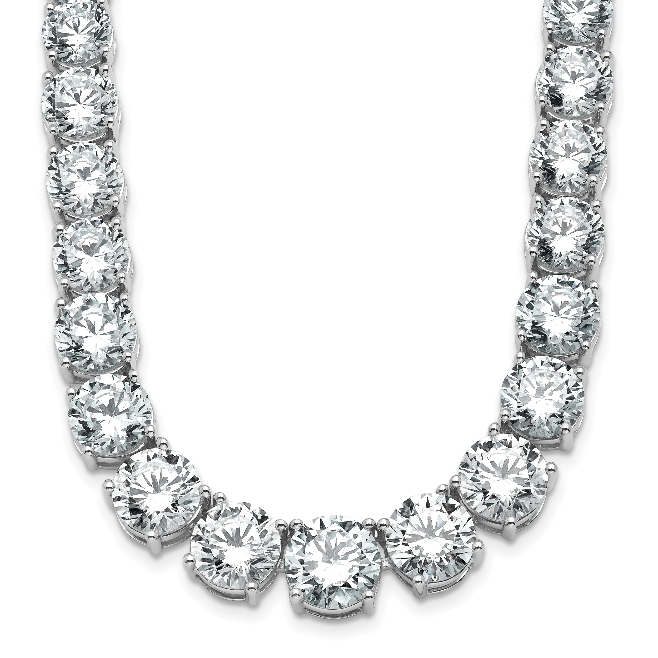 14k White Gold 72 3/8 carat Lab Grown Diamond VS/SI+ G+ Complete Round 20 inch Graduated Tennis Necklace