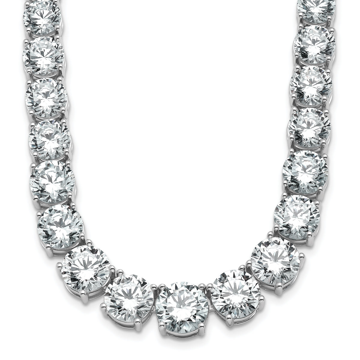 14k White Gold 72 3/8 carat Lab Grown Diamond VS/SI+ G+ Complete Round 20 inch Graduated Tennis Necklace