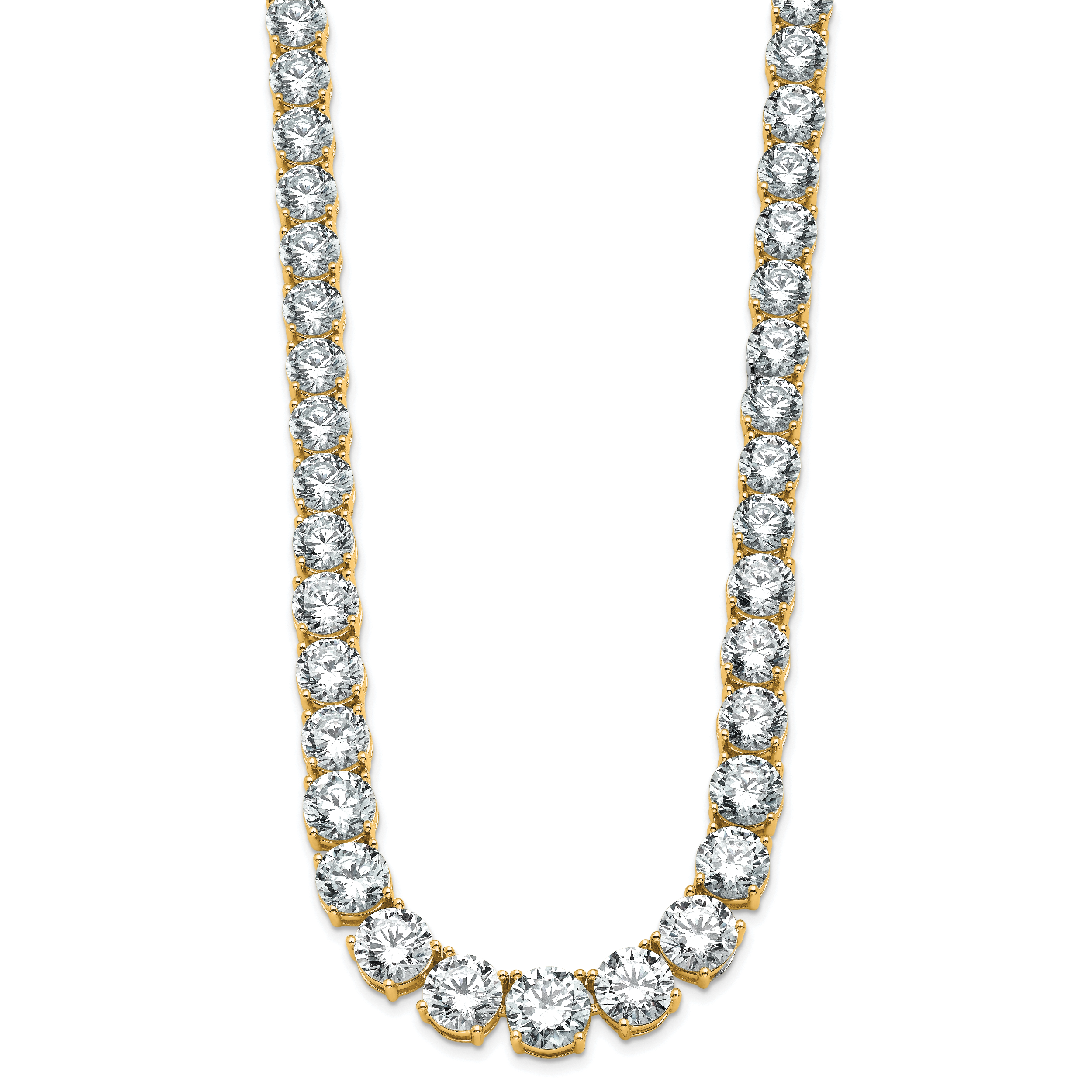 14k 72 3/8 carat Lab Grown Diamond VS+ F+ Complete Round 20 inch Graduated Tennis Necklace