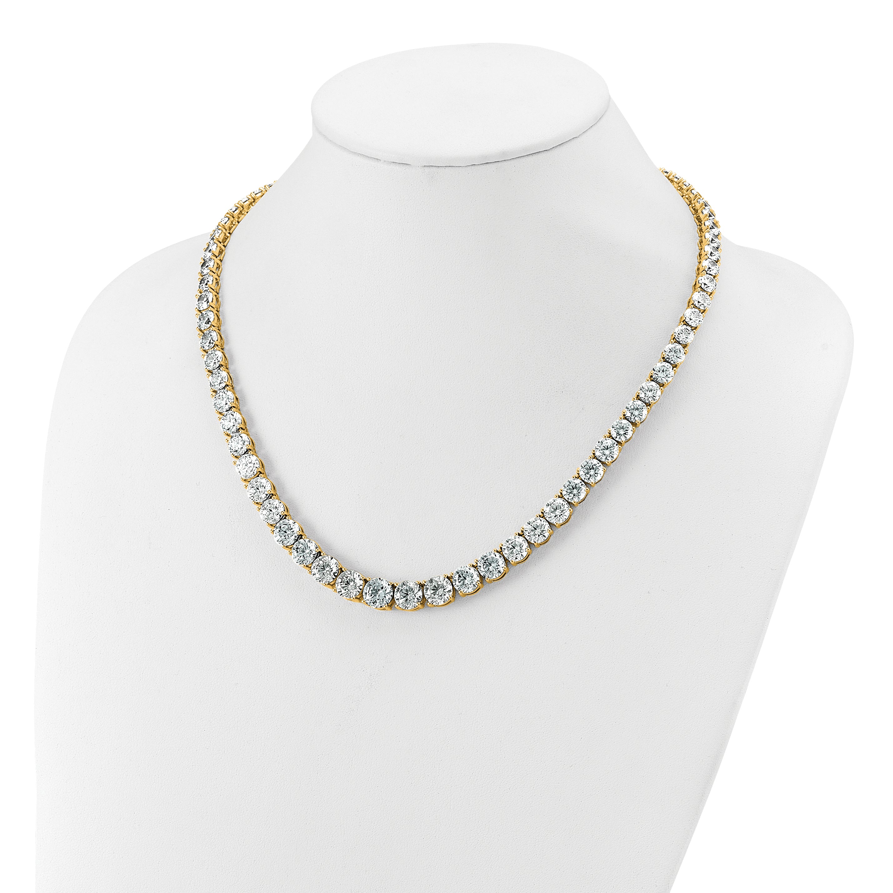 14k 72 3/8 carat Lab Grown Diamond VS+ F+ Complete Round 20 inch Graduated Tennis Necklace