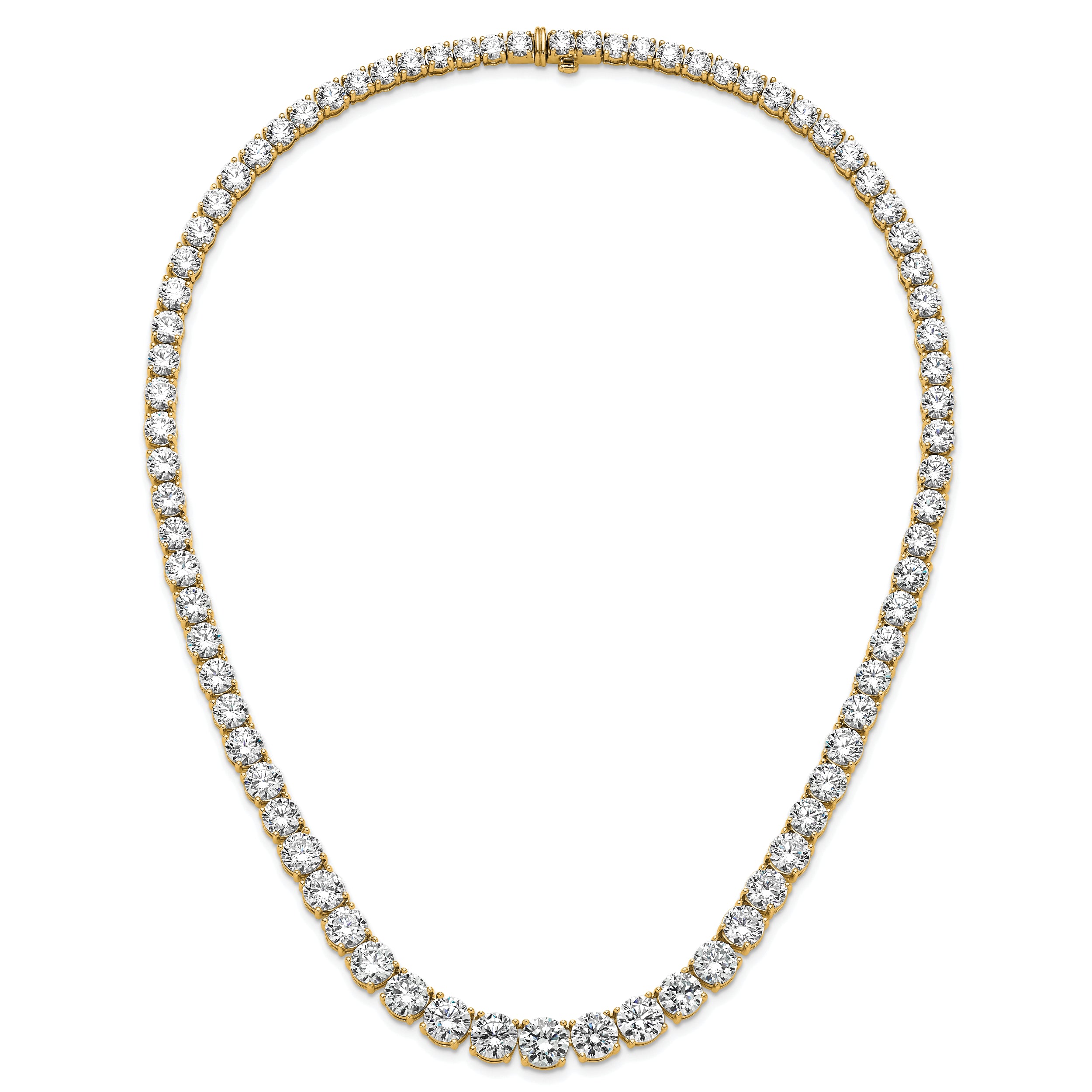 14k 72 3/8 carat Lab Grown Diamond VS+ F+ Complete Round 20 inch Graduated Tennis Necklace