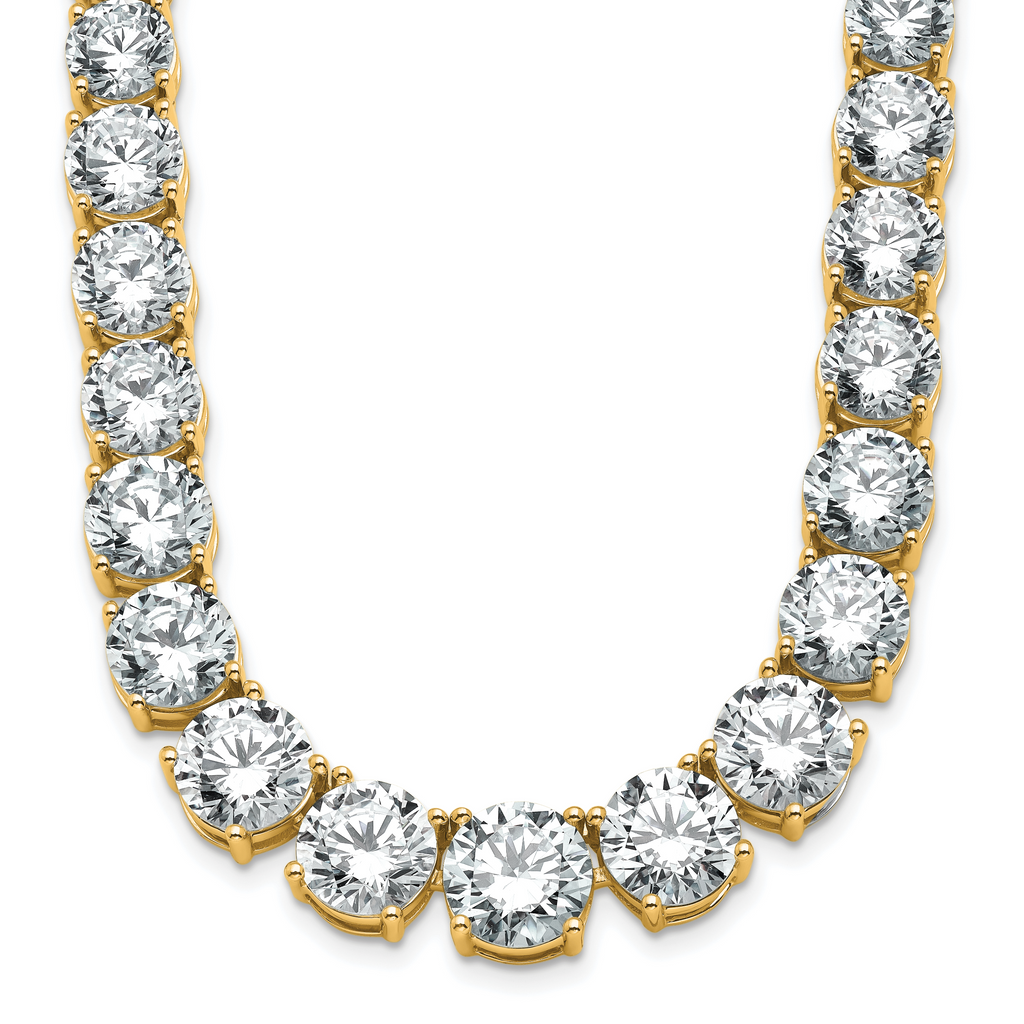 14k 72 3/8 carat Lab Grown Diamond VS+ F+ Complete Round 20 inch Graduated Tennis Necklace
