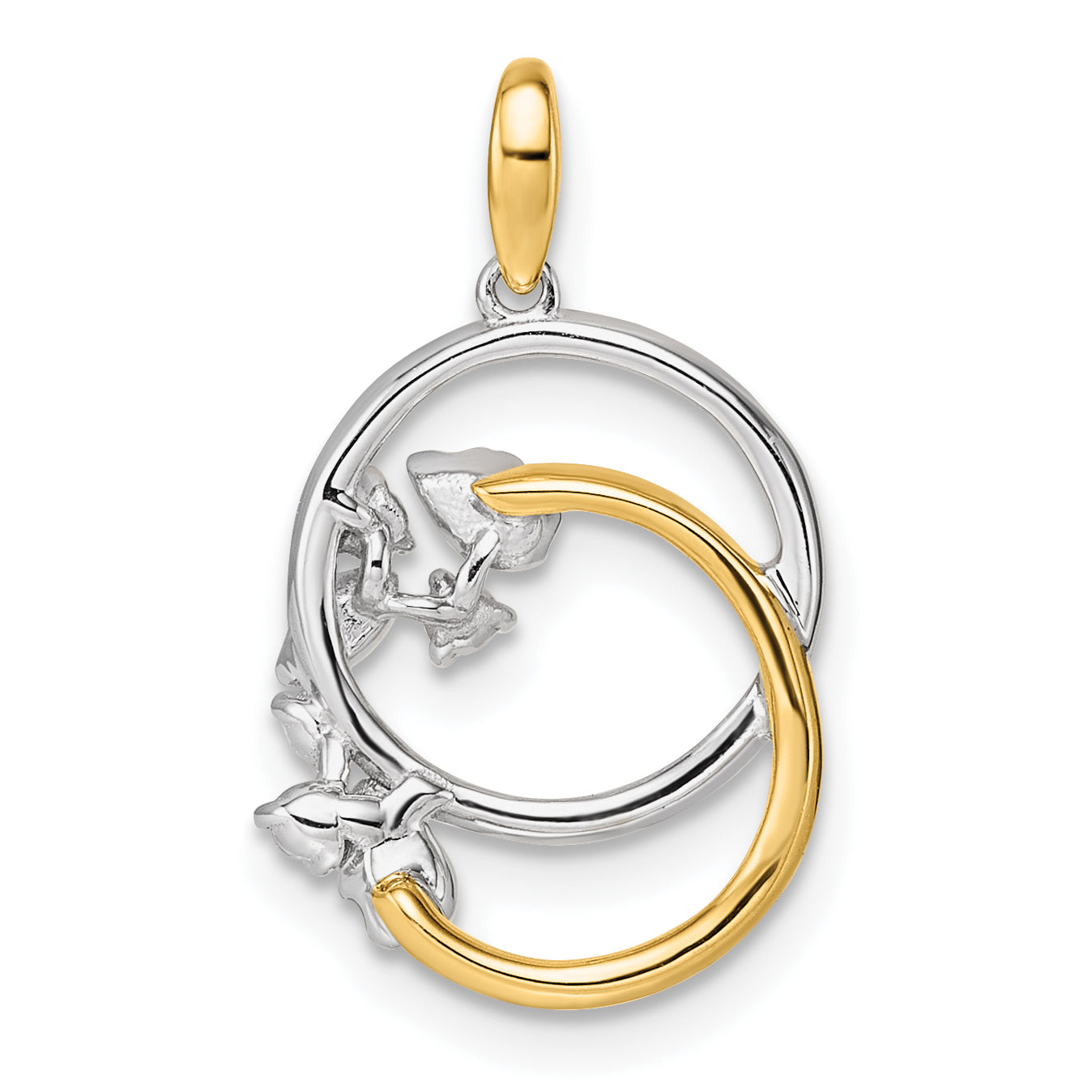 14K Two-tone Polished 1/5 carat Diamond Intertwined Circles Pendant