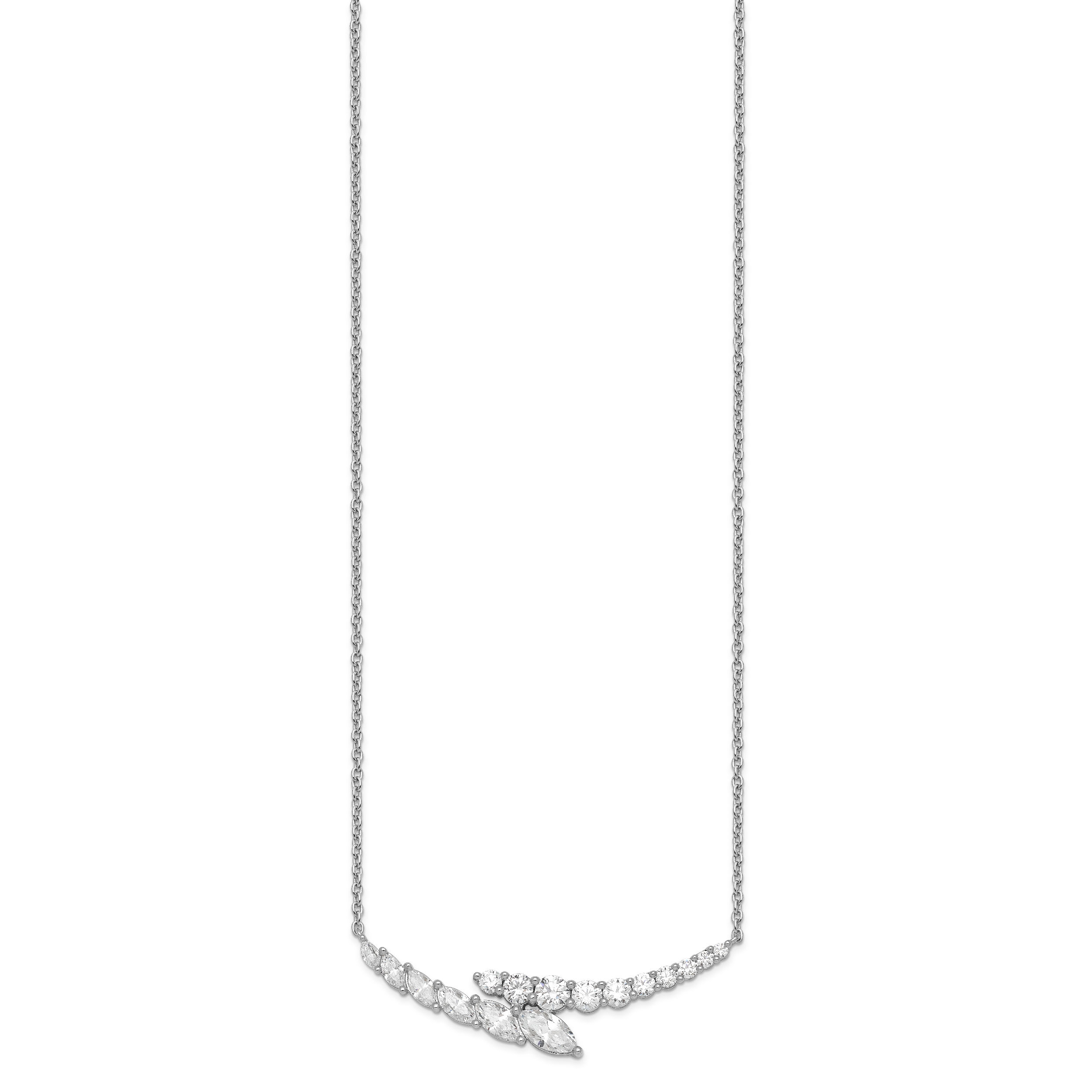 14k White Gold 3 carat Lab Grown Diamond VS/SI+ G+ Complete 18 inch Fashion Bar Necklace Secondary image