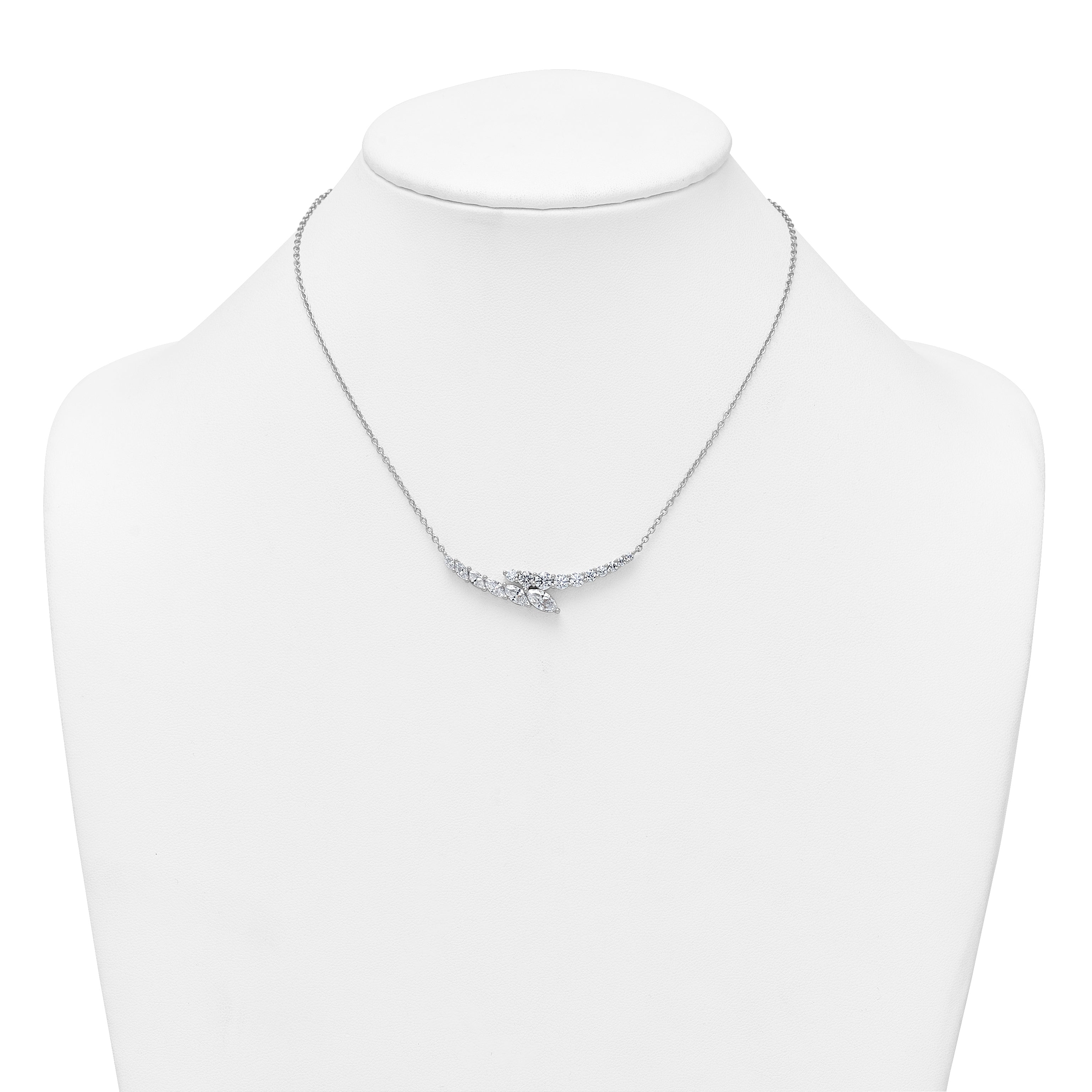 14k White Gold 3 carat Lab Grown Diamond VS/SI+ G+ Complete 18 inch Fashion Bar Necklace