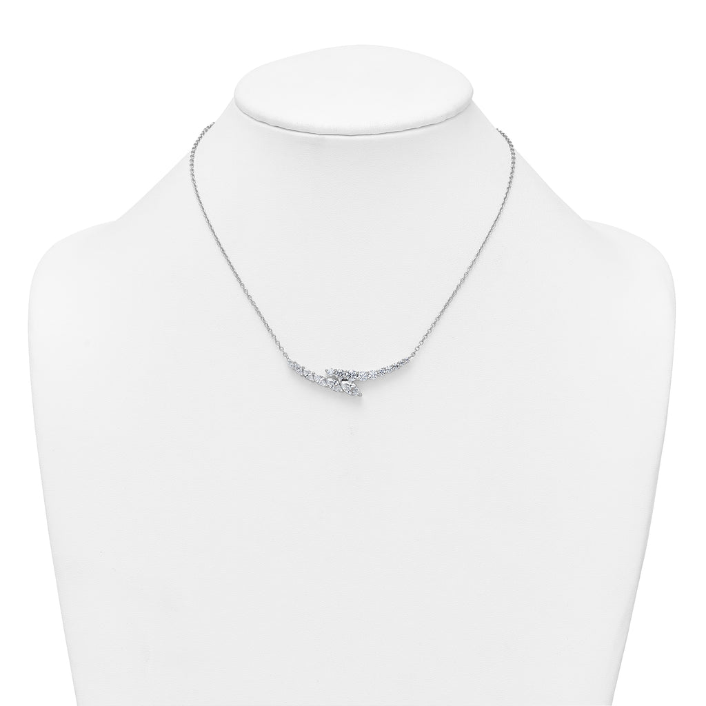 14k White Gold 3 carat Lab Grown Diamond VS/SI+ G+ Complete 18 inch Fashion Bar Necklace