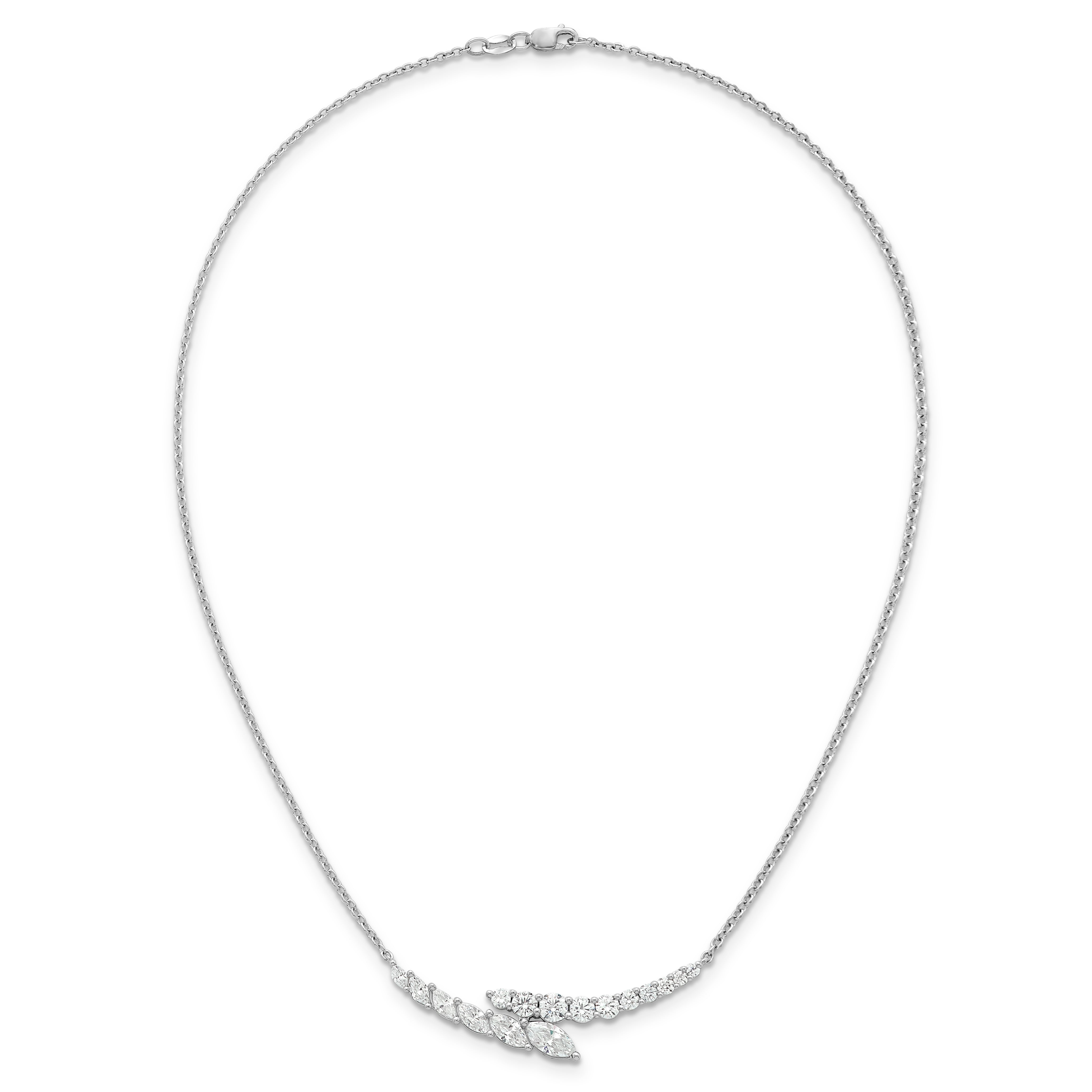 14k White Gold 3 carat Lab Grown Diamond VS/SI+ G+ Complete 18 inch Fashion Bar Necklace