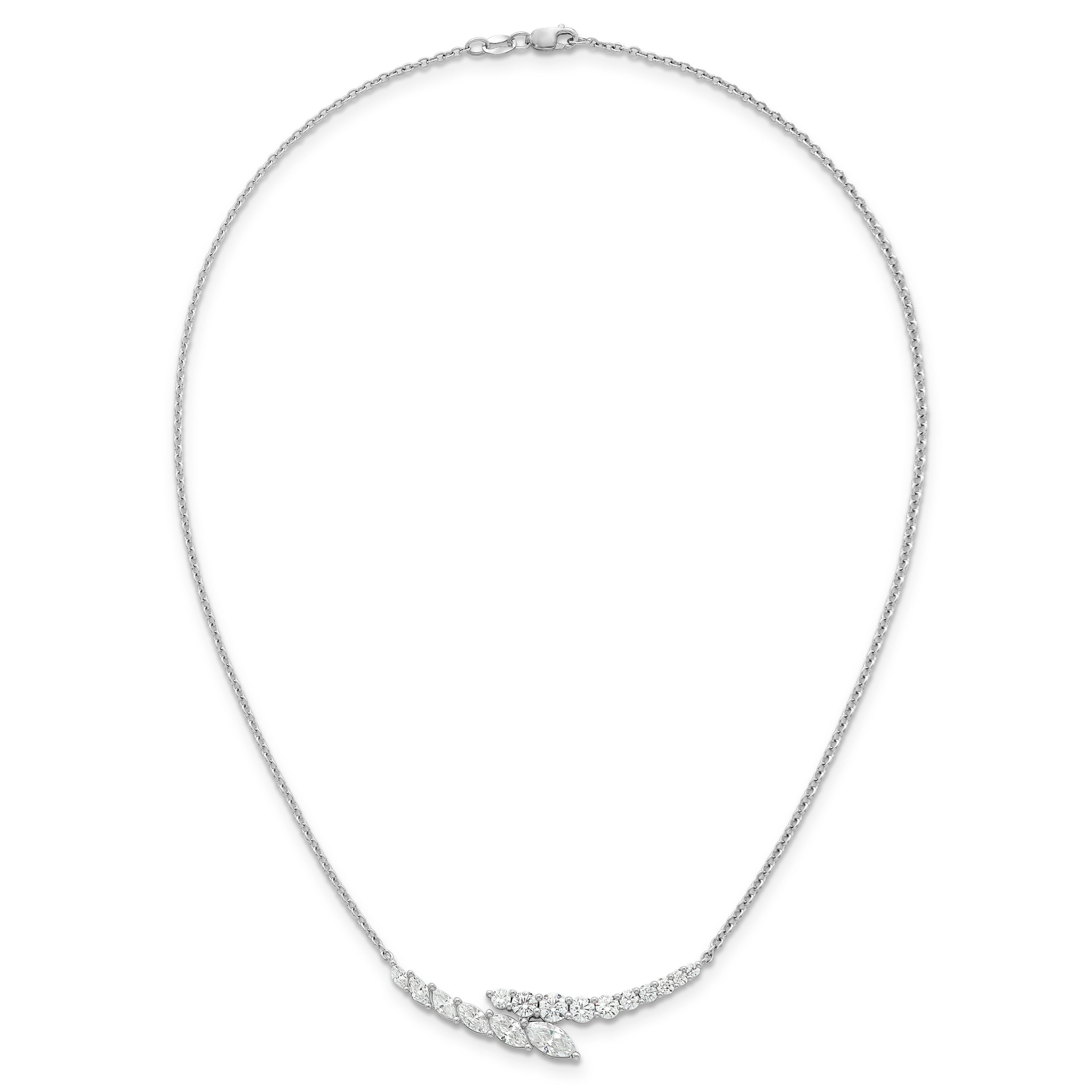 14k White Gold 3 carat Lab Grown Diamond VS/SI+ G+ Complete 18 inch Fashion Bar Necklace