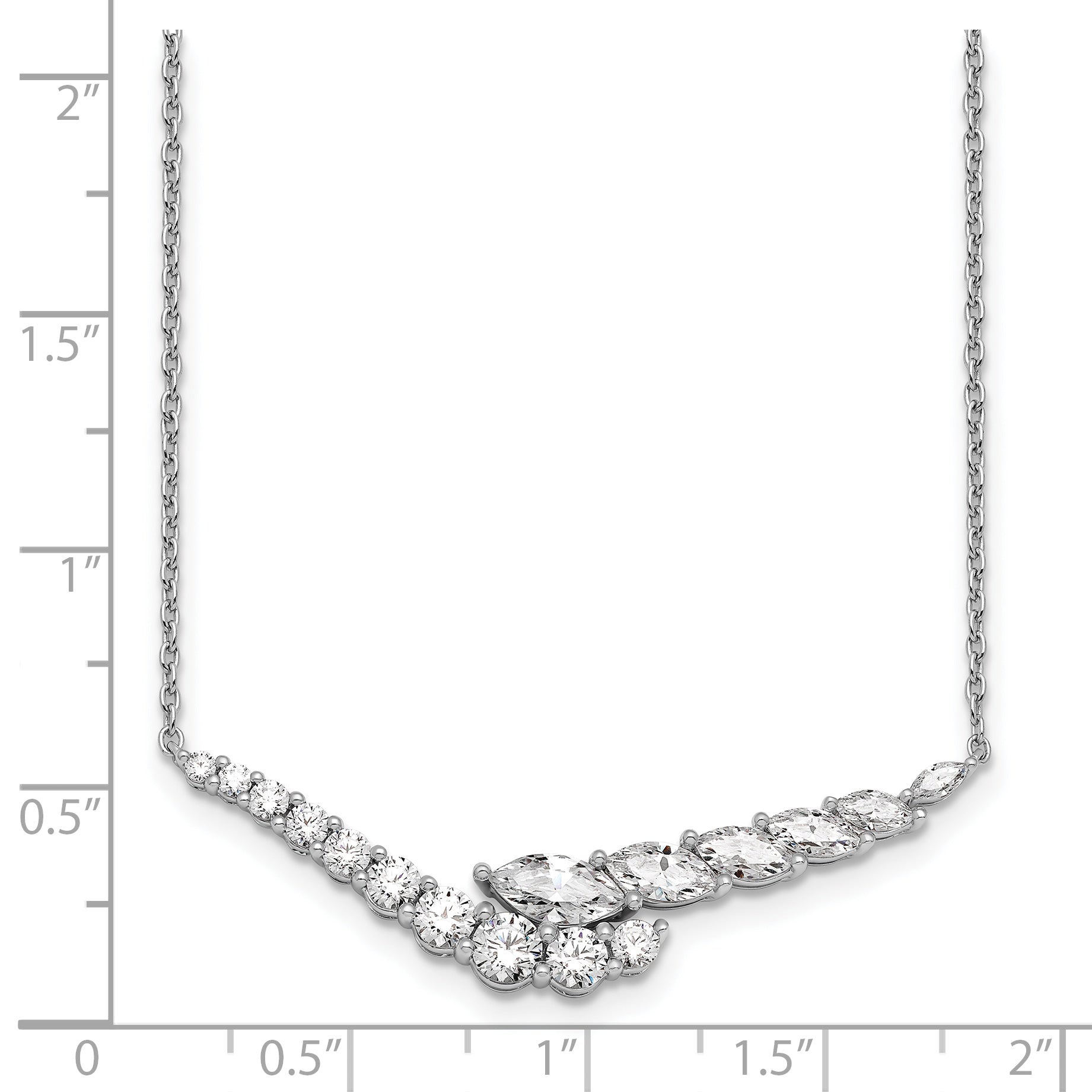 14k White Gold 3 carat Lab Grown Diamond VS/SI+ G+ Complete 18 inch Fashion Bar Necklace