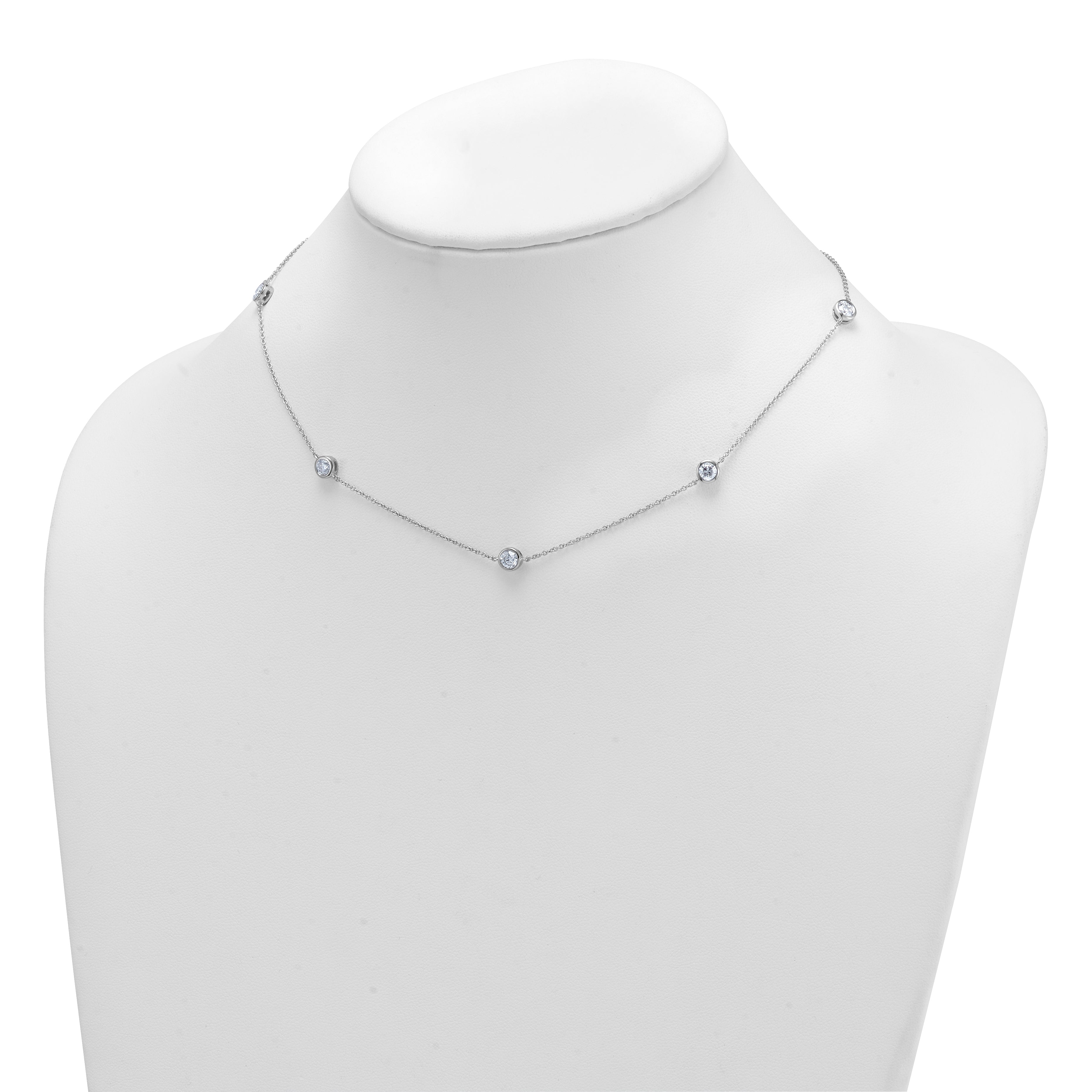 True Origin 14k White Gold 1 3/4 carat Lab Grown Diamond VS+ F+ Complete 16 inch Seven Station Necklace