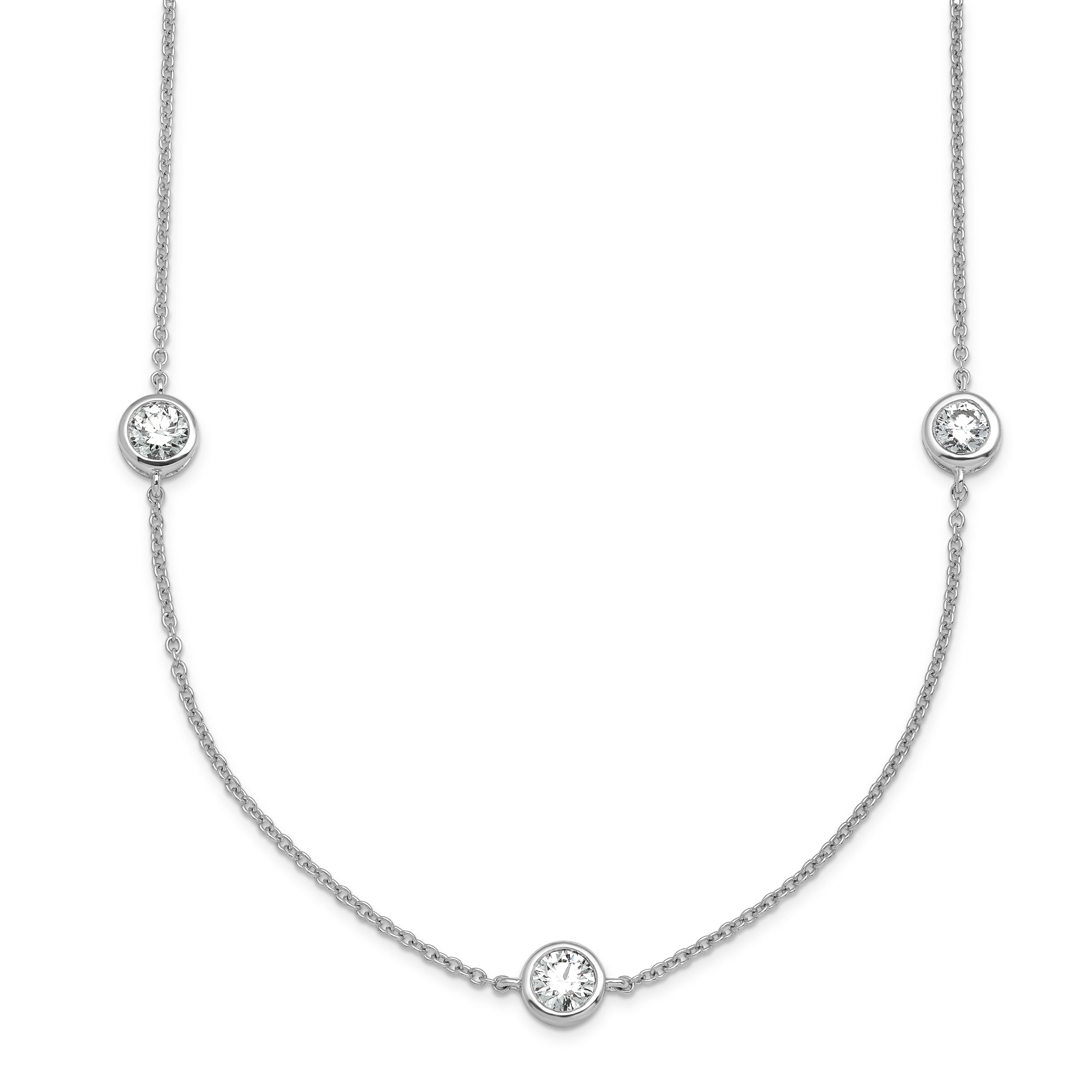 True Origin 14k White Gold 1 3/4 carat Lab Grown Diamond VS+ F+ Complete 16 inch Seven Station Necklace
