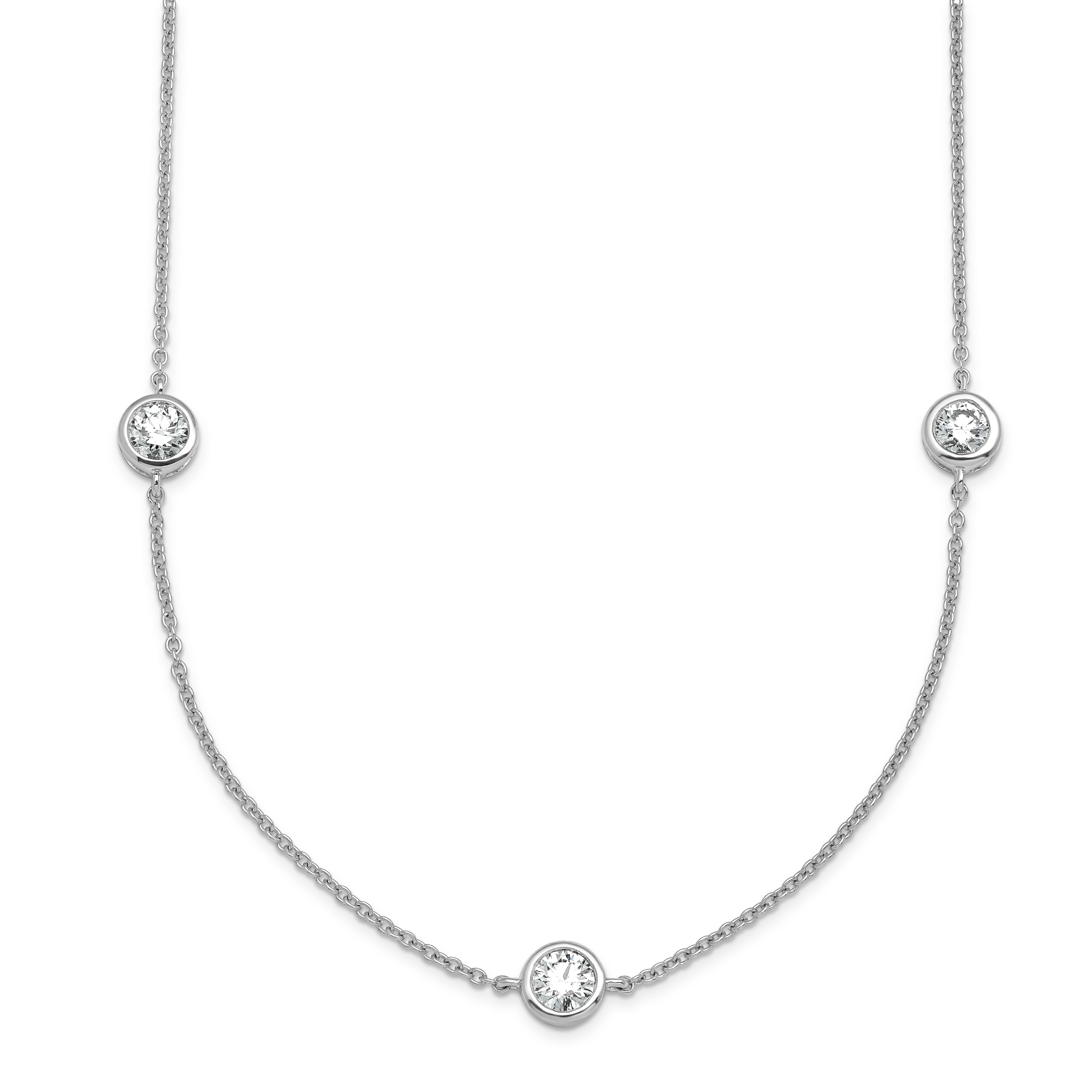 True Origin 14k White Gold 1 3/4 carat Lab Grown Diamond VS+ F+ Complete 16 inch Seven Station Necklace Main image