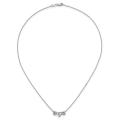 14k White Gold 1 3/8 carat Lab Grown Diamond VS/SI+ G+ Complete 16 inch Three Stone Heart Center Necklace