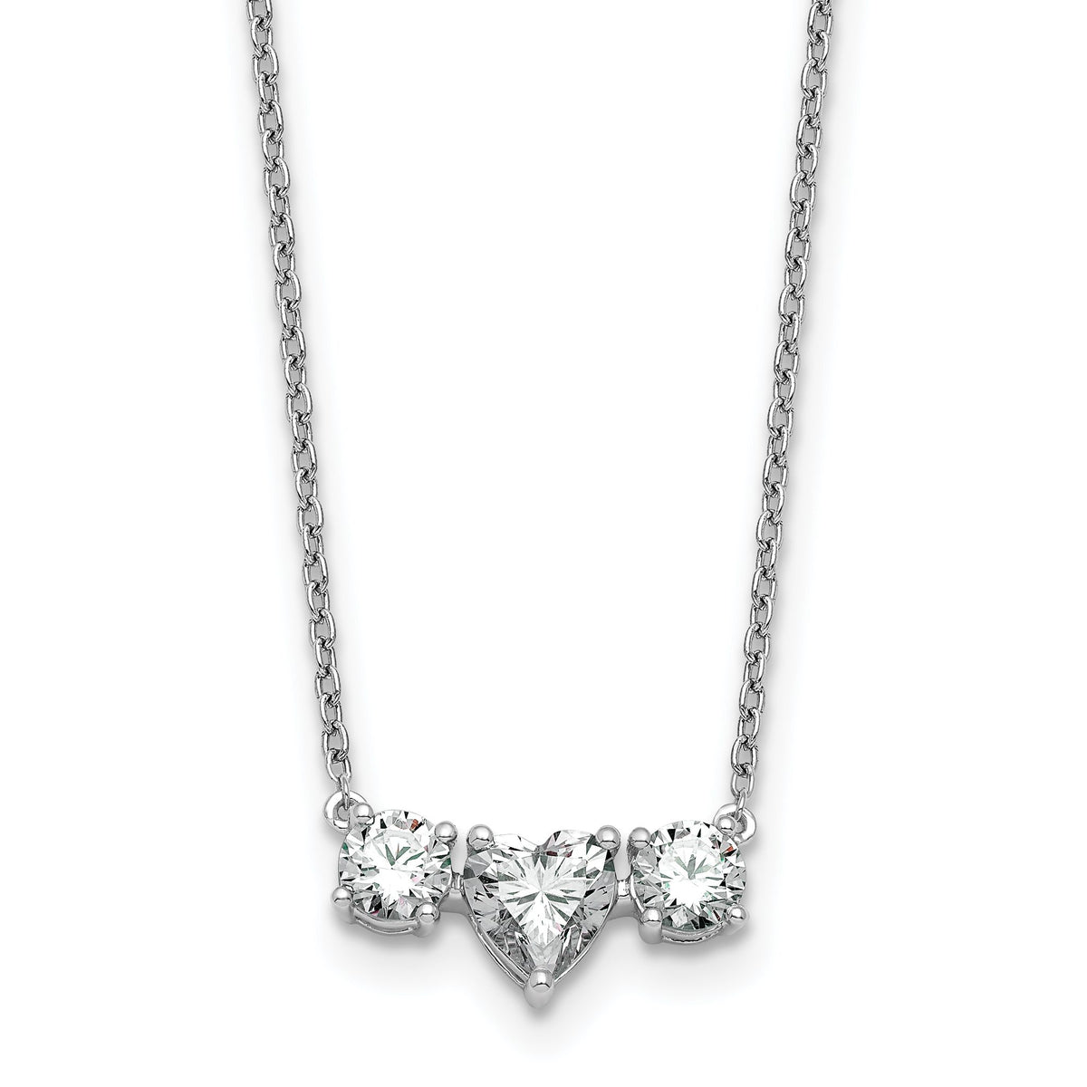 Lab-Grown Diamond Three-Stone Necklace in 14K White Gold (1 3/8 ct. tw.), 16 Inch - Sophia Jewelers Main image