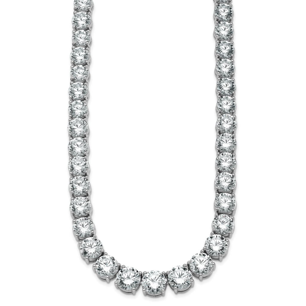 14k White Gold 100 3/4 carat Lab Grown Diamond VS/SI+ G+ Complete Round 20 inch Graduated Tennis Necklace