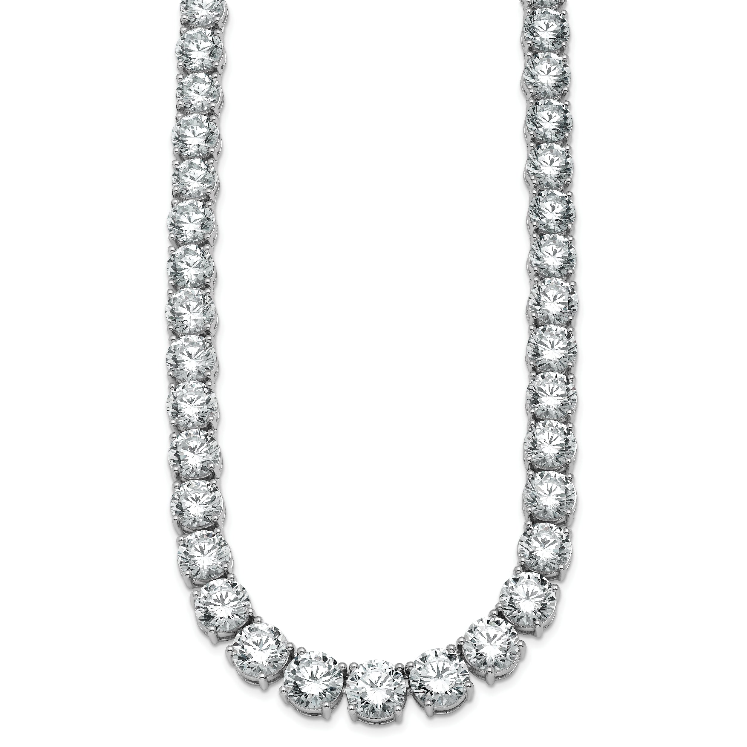 14k White Gold 100 3/4 carat Lab Grown Diamond VS+ F+ Complete Round 20 inch Graduated Tennis Necklace
