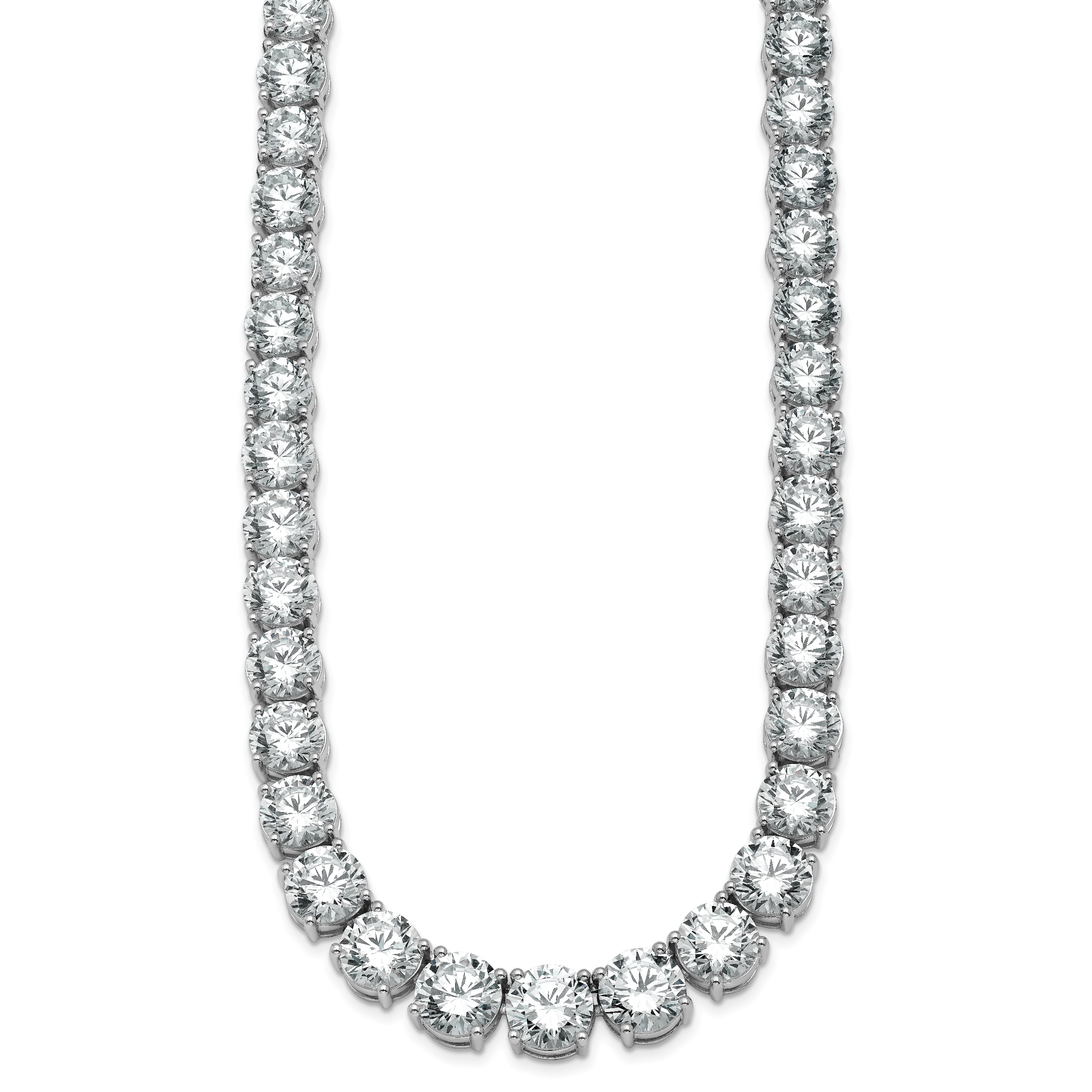 14k White Gold 100 3/4 carat Lab Grown Diamond VS+ F+ Complete Round 20 inch Graduated Tennis Necklace
