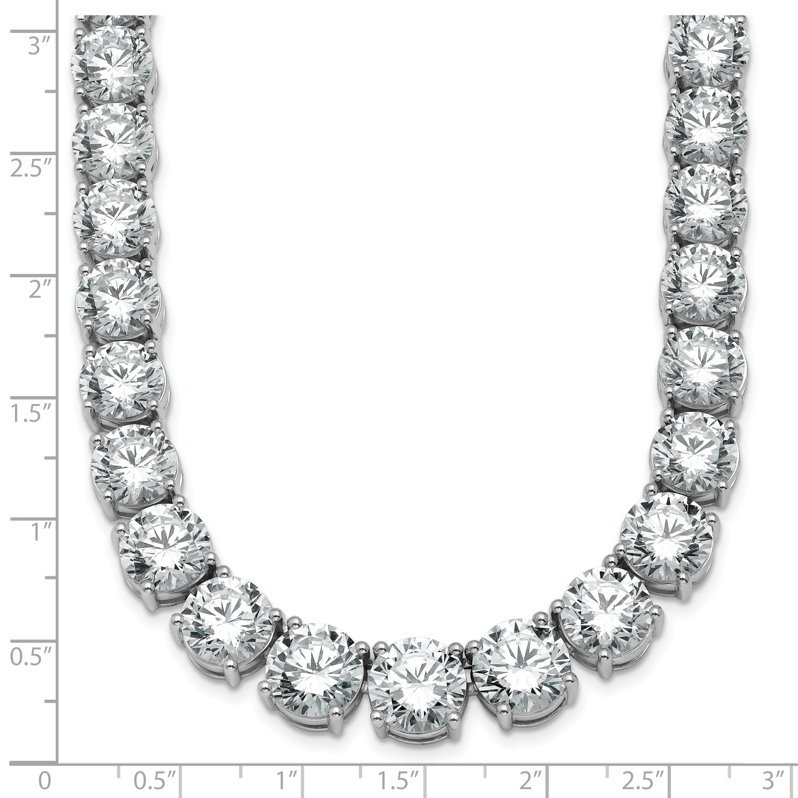14k White Gold 100 3/4 carat Lab Grown Diamond VS/SI+ G+ Complete Round 20 inch Graduated Tennis Necklace