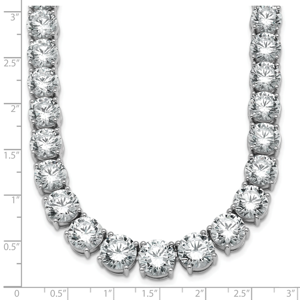 14k White Gold 100 3/4 carat Lab Grown Diamond VS/SI+ G+ Complete Round 20 inch Graduated Tennis Necklace